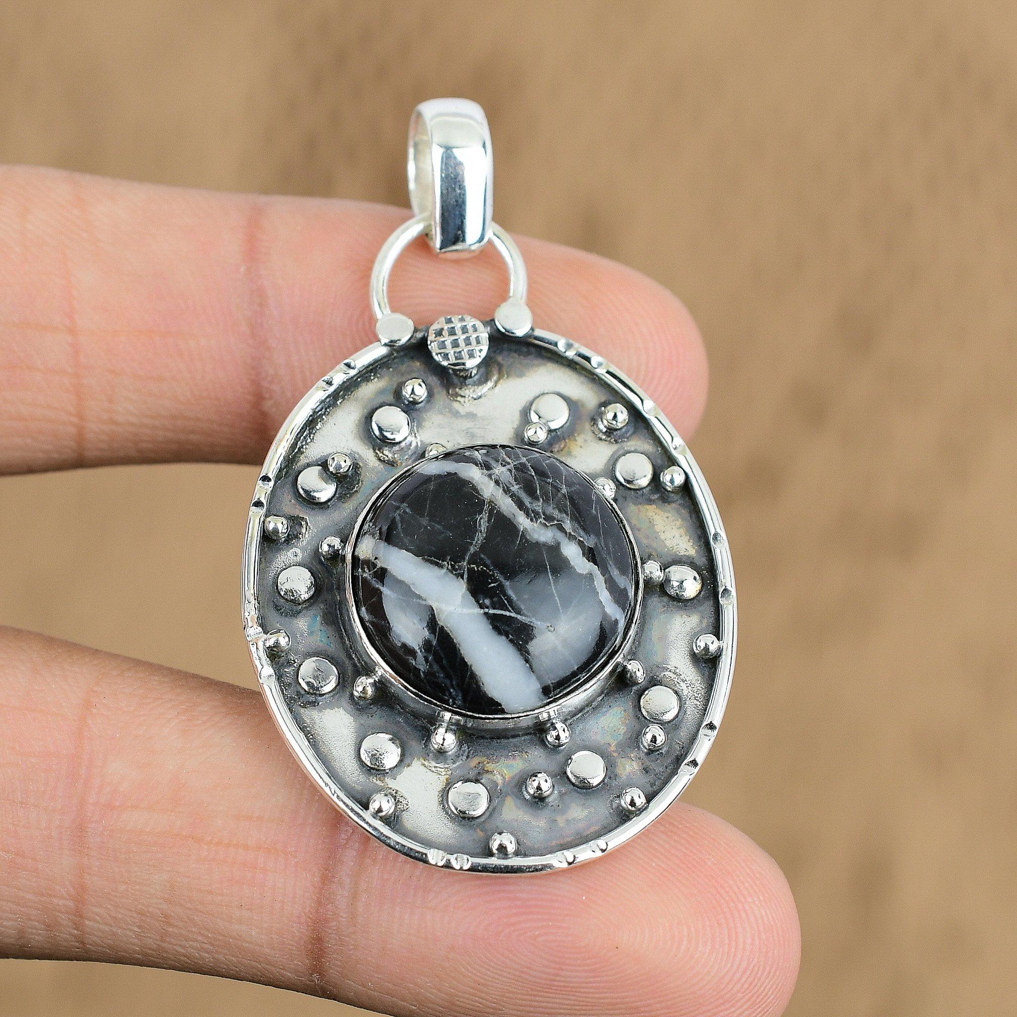 Скидка к Женскому дню Стерлинговое Серебро Зебра Яшма Камень Дочь Новый Кулон Украшение