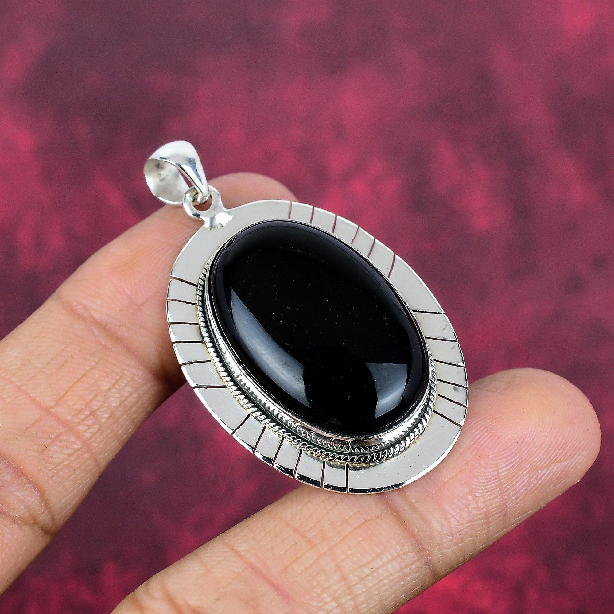 Black Onyx Jewelry, 925 Solid Sterling Silver Pendant Handmade Gemstone Jewelry, Gifts For Wife Brand New Pendant