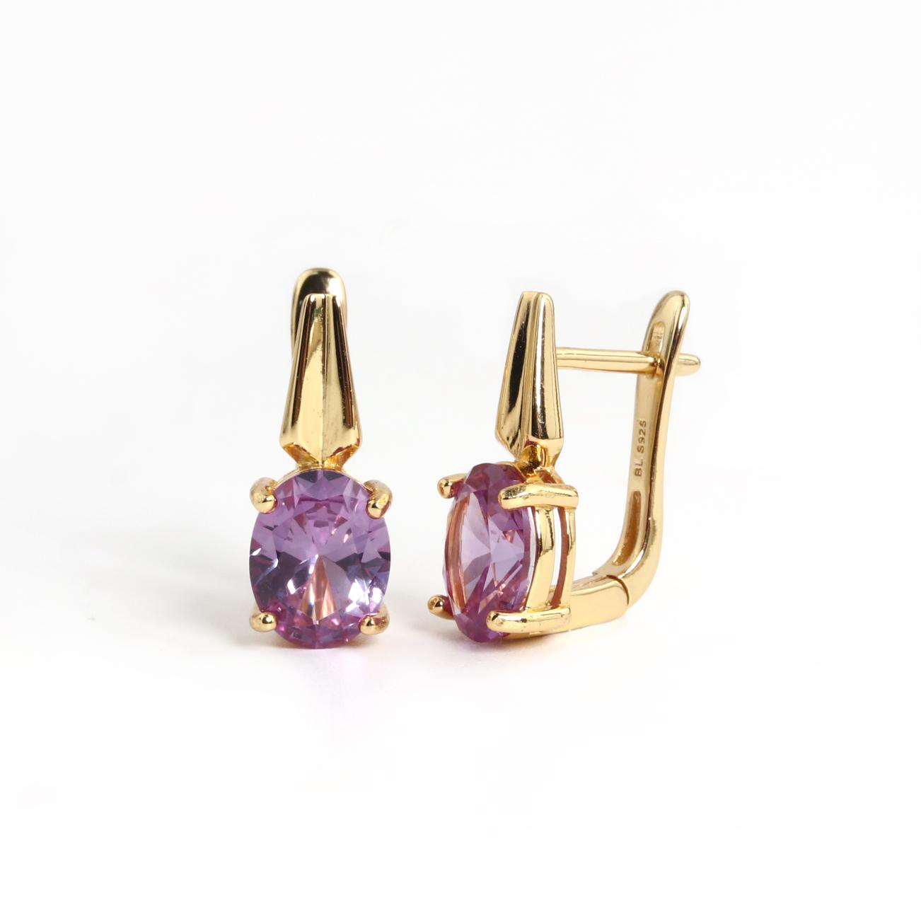 Серьги из стерлингового серебра 925 пробы с покрытием из желтого золота, изысканные ювелирные изделия, созданный овальный 7*9 мм меняющий цвет нано-александрит для подарка на вечеринку