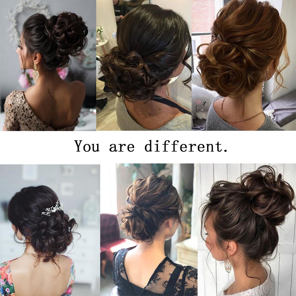 Messy Scrunchies Synthetic Hair Bun With Elastic Band Natural Fake Hair Tie Pieces Ponytail Colored Black Purple Pink Green Gray For Woman Chignon