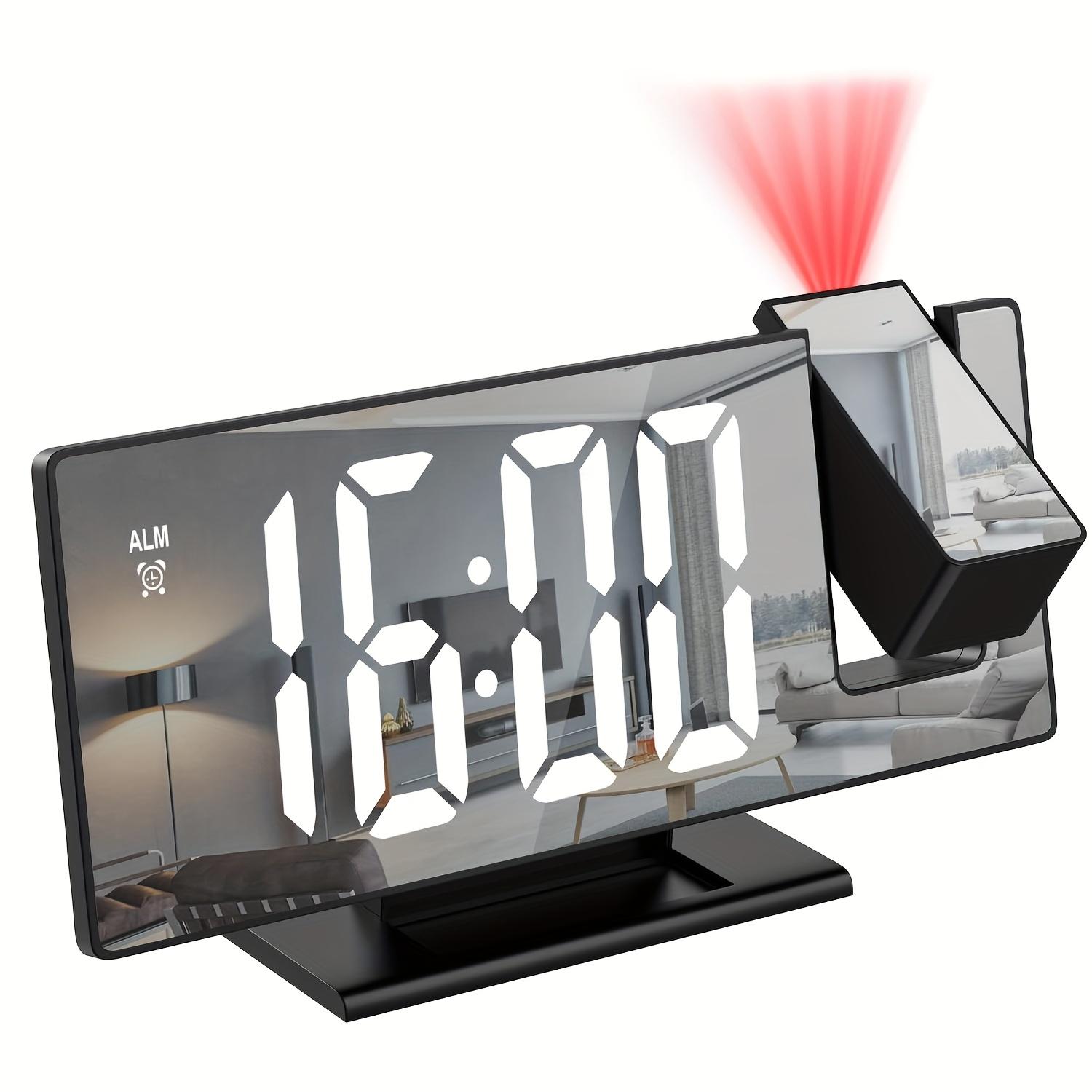 Светодиодный проекционный будильник с регулируемой подсветкой на 180°, дисплей температуры, питание от USB для спальни, домашнего офиса или гостиной, будильники для спальни
