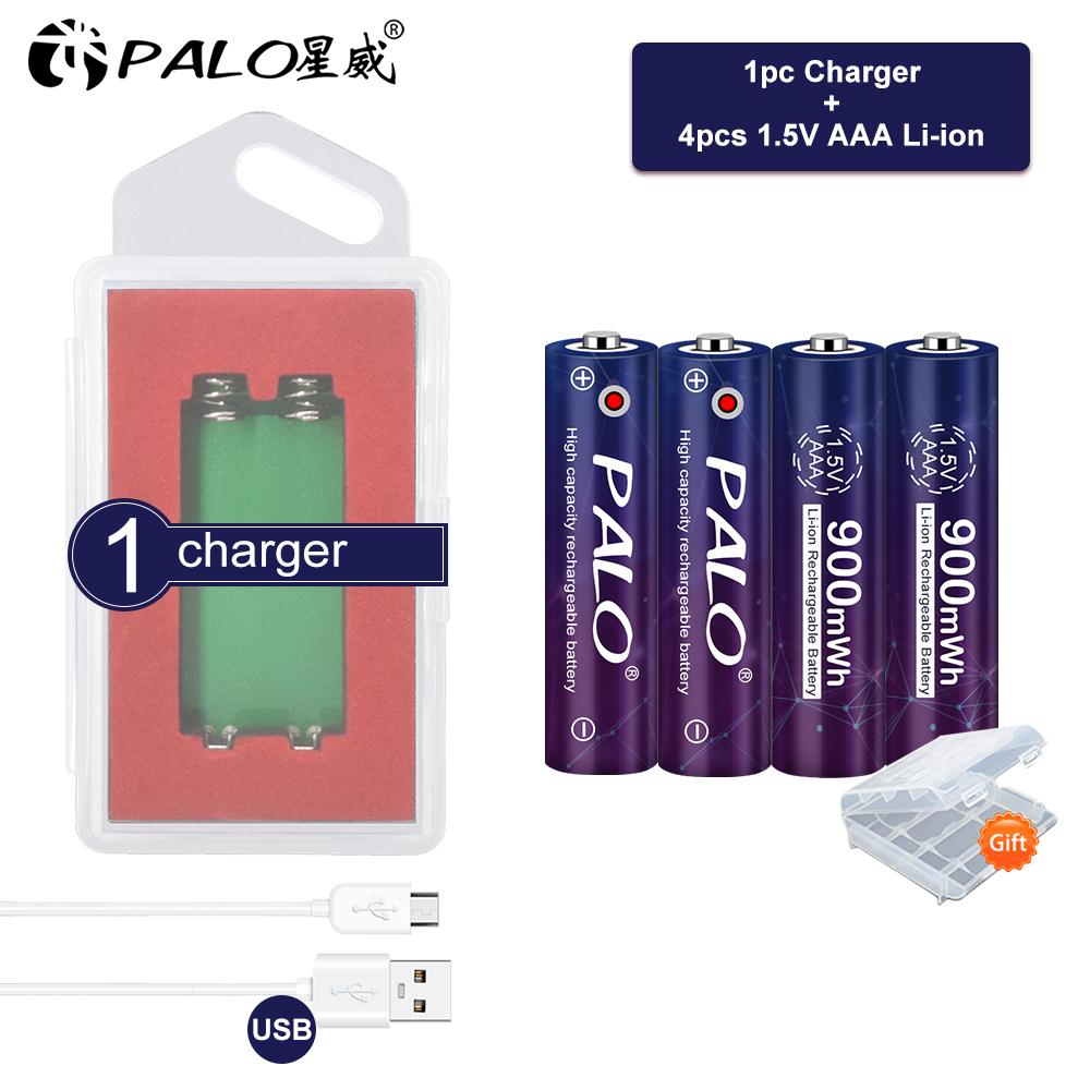 PALO 1.5V Lithium AAA Battery 900  mWh Li-ion Rechargeable Battery 1.5 V AAA Li-ion Batteries for Clocks Mice Computers Toys