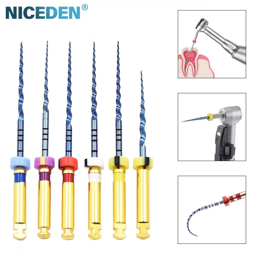 Niceden 6 шт. стоматологический эндодонтический файл-двигатель, инструмент для корневого канала NiTi, конические стоматологические гибкие инструменты