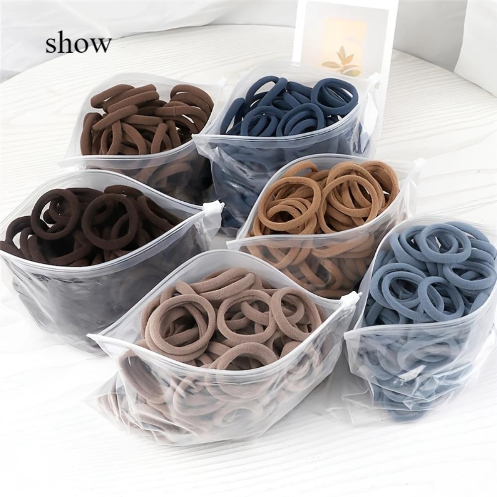 50pcs/Set Women Basic Hair Bands 1.57inch Simple Solid Colors Elastic Headband Hair Ropes Ties Hair Accessories Ponytail Holder
