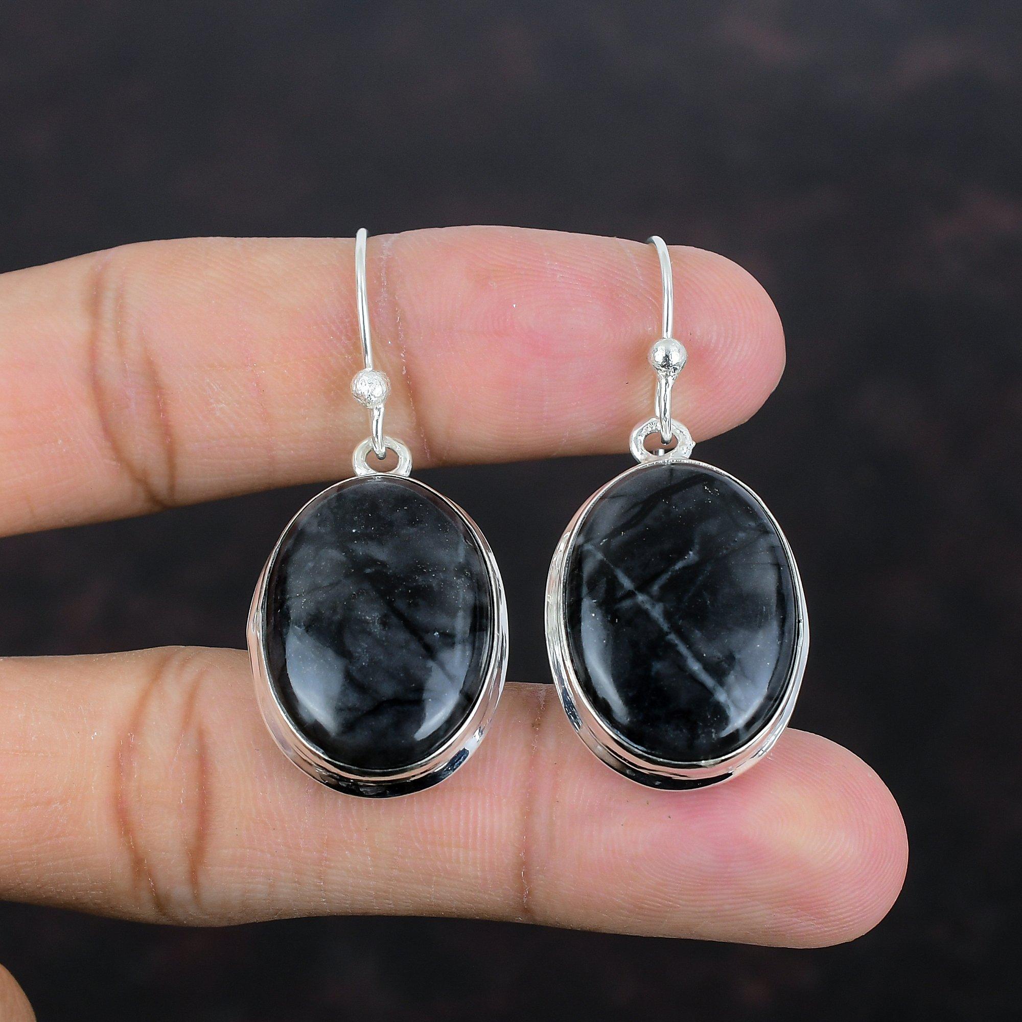 Серьги из яшмы Пикассо, натуральные драгоценные камни, серьги из стерлингового серебра 925 пробы, уникальные стильные ювелирные изделия, серьги-подвески, украшения ручной работы, подарки для мамы