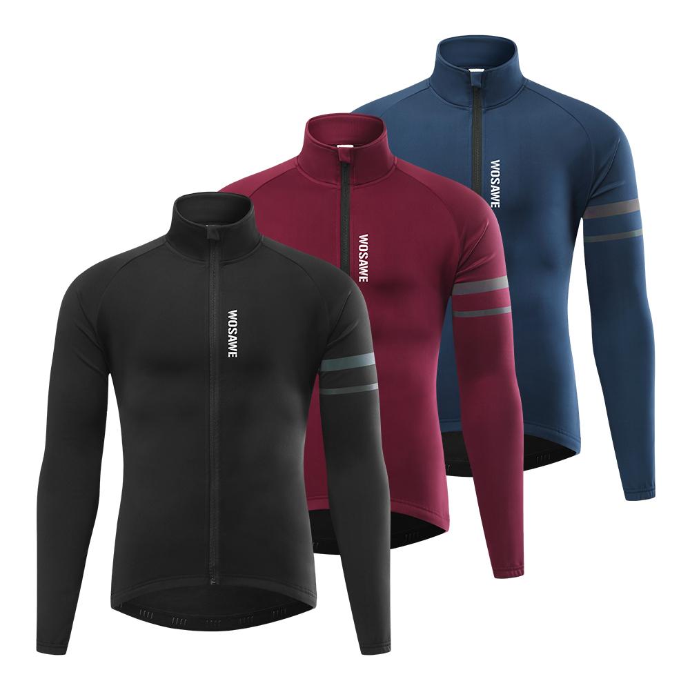 Cycling Jerseys WOSAWE Winter Thermal Fleece Warm Coat Tops
