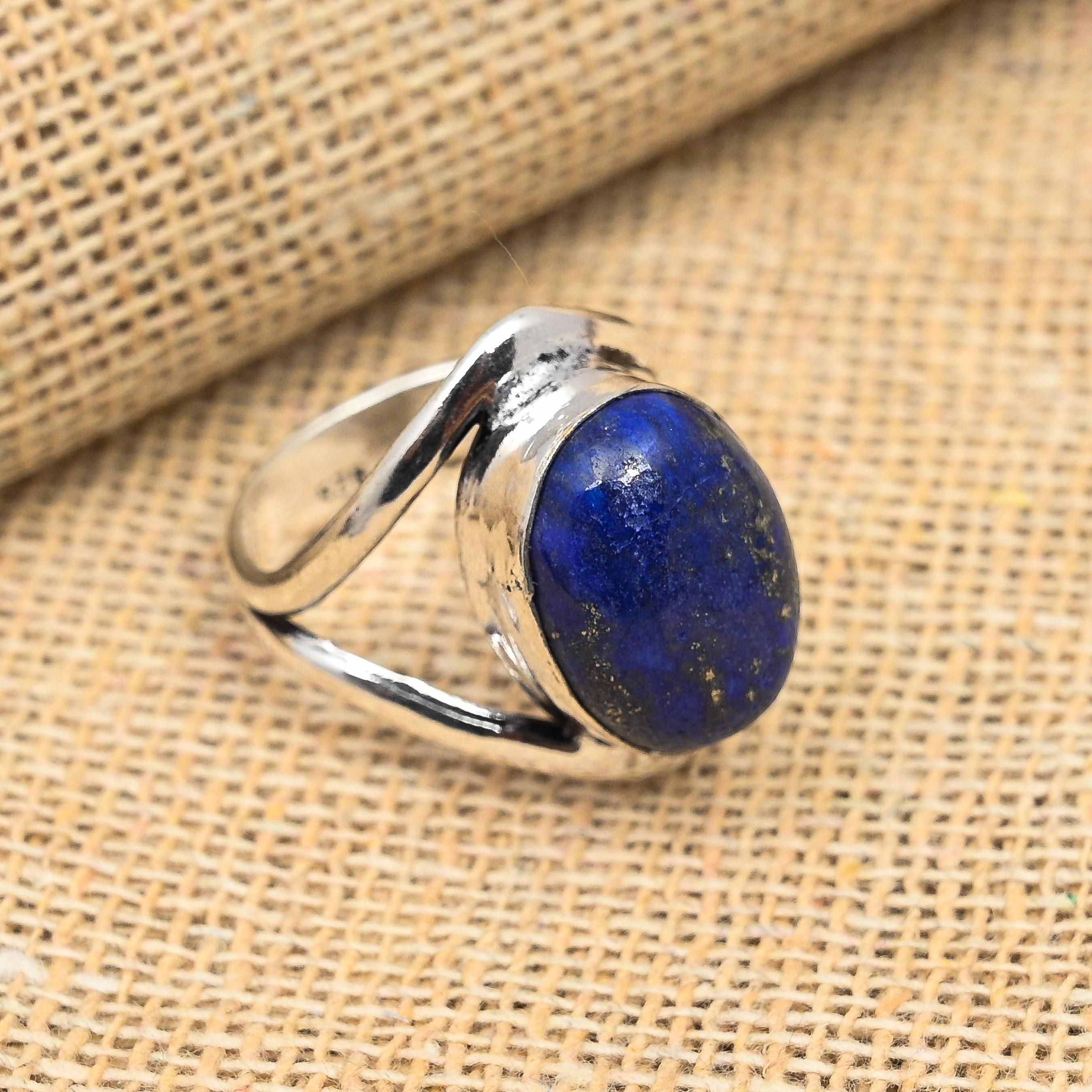 Ювелирные изделия из стерлингового серебра 925 пробы с драгоценным камнем лазурит ручной работы Прекрасное кольцо для женщин