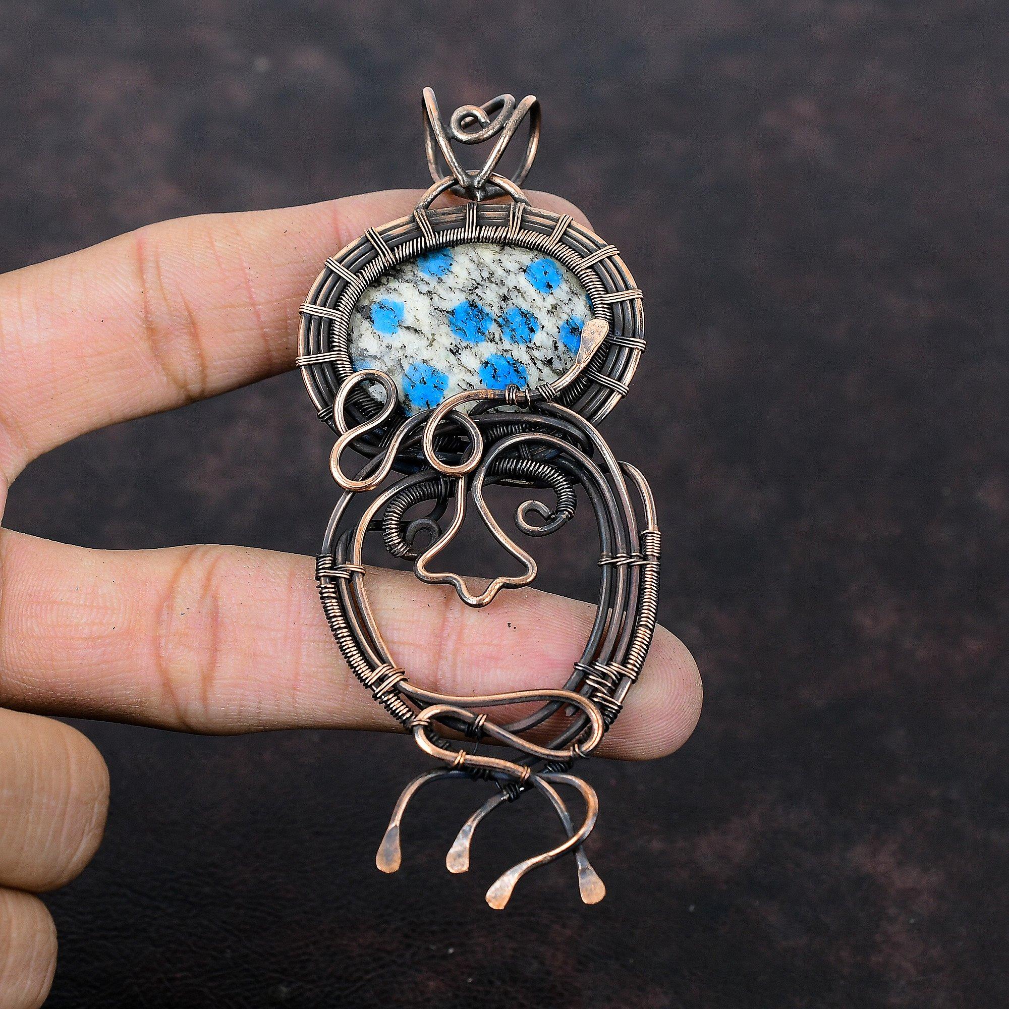 K2 Jasper Copper Pendant Copper Wire Wrapped Jewelry Real Gemstone Pendant Unique Pendant Handmade Jewelry Gift For Him Wire Wrapped Pendant