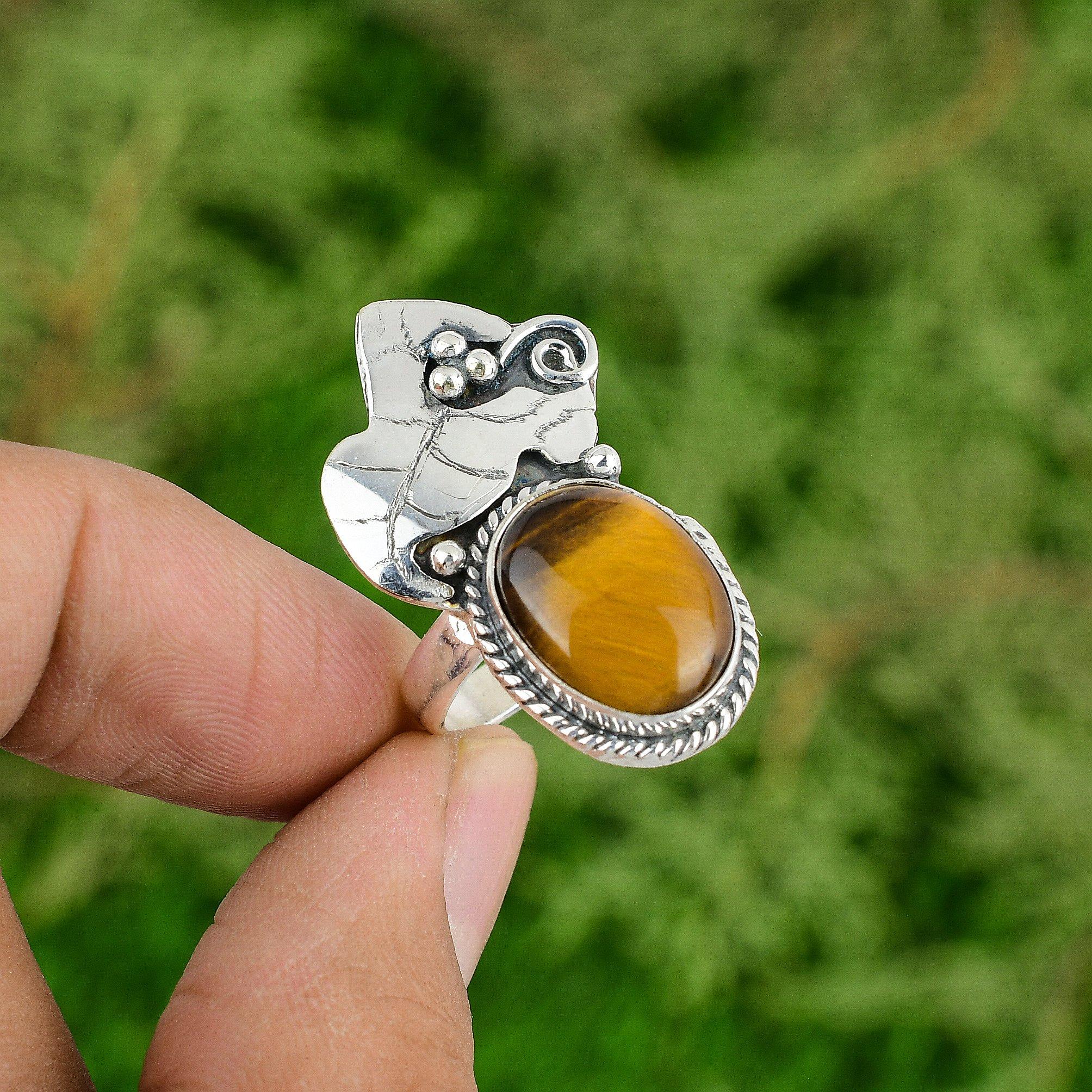 Sterling Silver Tigers Eye Gemstone Daughter Promise Sacral Chakra Ring Size 7