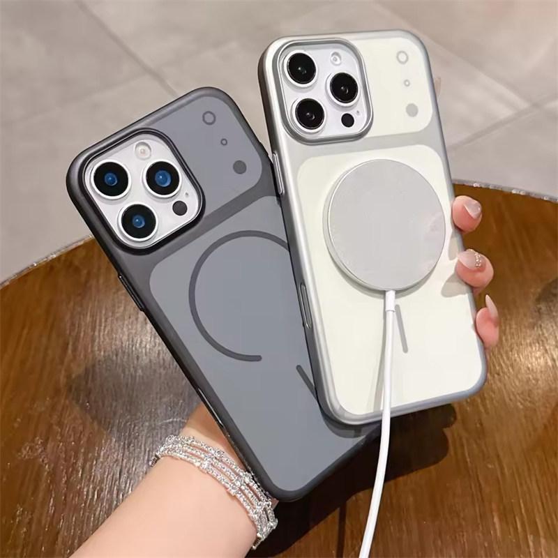 Роскошный матовый чехол-бампер с цветовыми блоками и магнитами для iPhone 17 Air 16 15 14 13 12 11 Pro Max, ударопрочный чехол для Magsafe