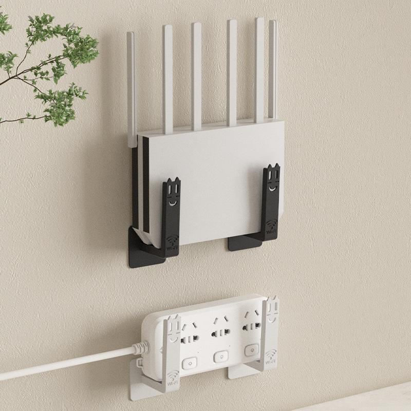 2/1PCS Wireless Wifi Router Rack Wall-mounted Storage Box Socket Strip Holder Bracket Punch-free Bracket