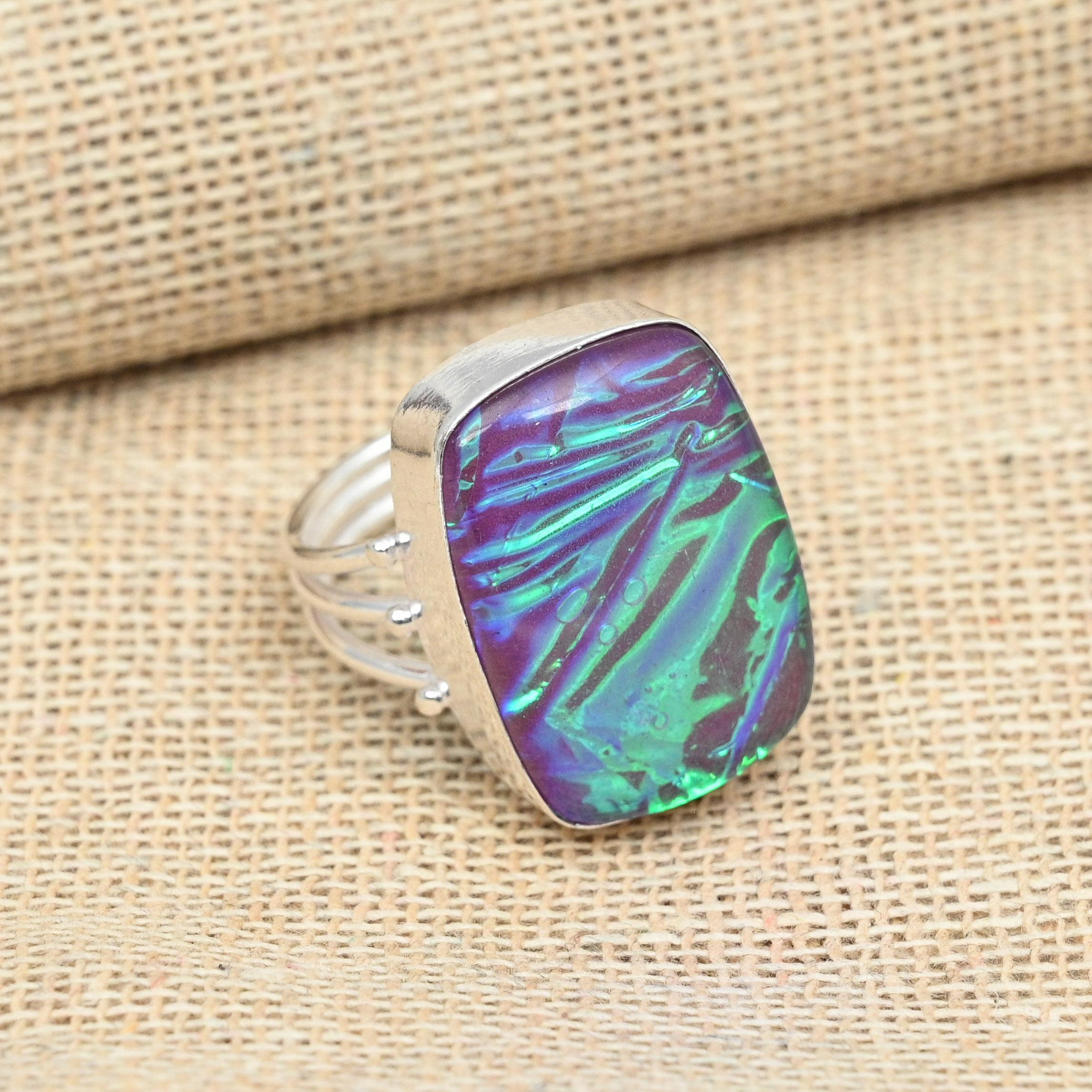 Фиолетовый тройной опаловый драгоценный камень стерлингового серебра 925 пробы ручной работы Удивительное ювелирное кольцо