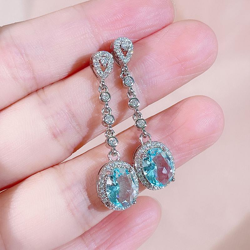 BELLA BOX Роскошные женские серьги-капли круглой формы, овальные, имитация топаза, подарок на свадьбу, помолвку и вечеринку