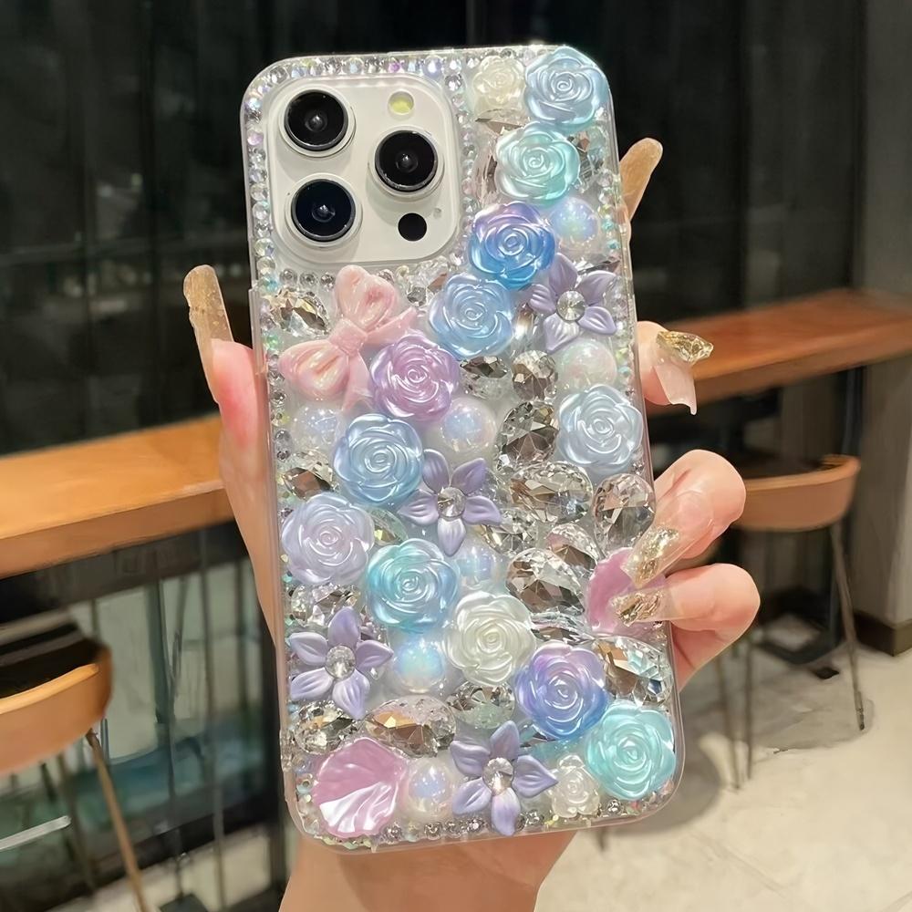 Glitter Rhinestone Phone Case For XiaoMi Poco X7 Pro 5G X6 X5 X4 X3 3D Rose Floral Crystal Diamond Bling Cover