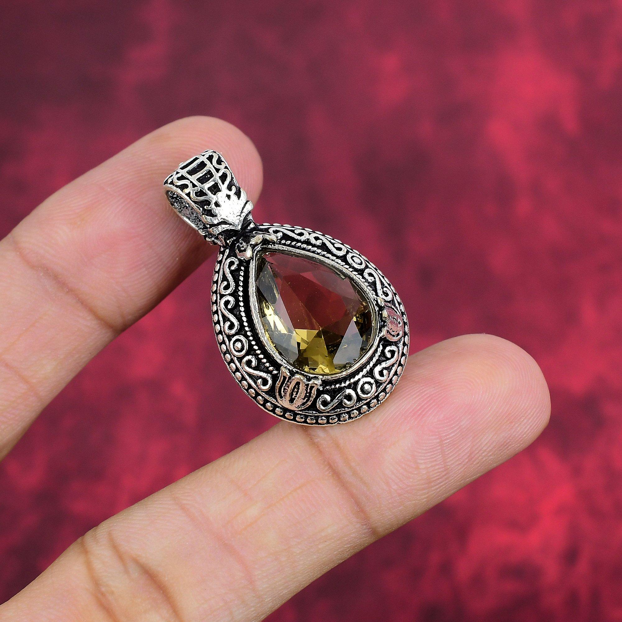 Ювелирные изделия с дымчатым топазом, кулон из драгоценного камня ручной работы, кулон из стерлингового серебра 925 пробы, антикварные ювелирные изделия, для подарка на помолвку
