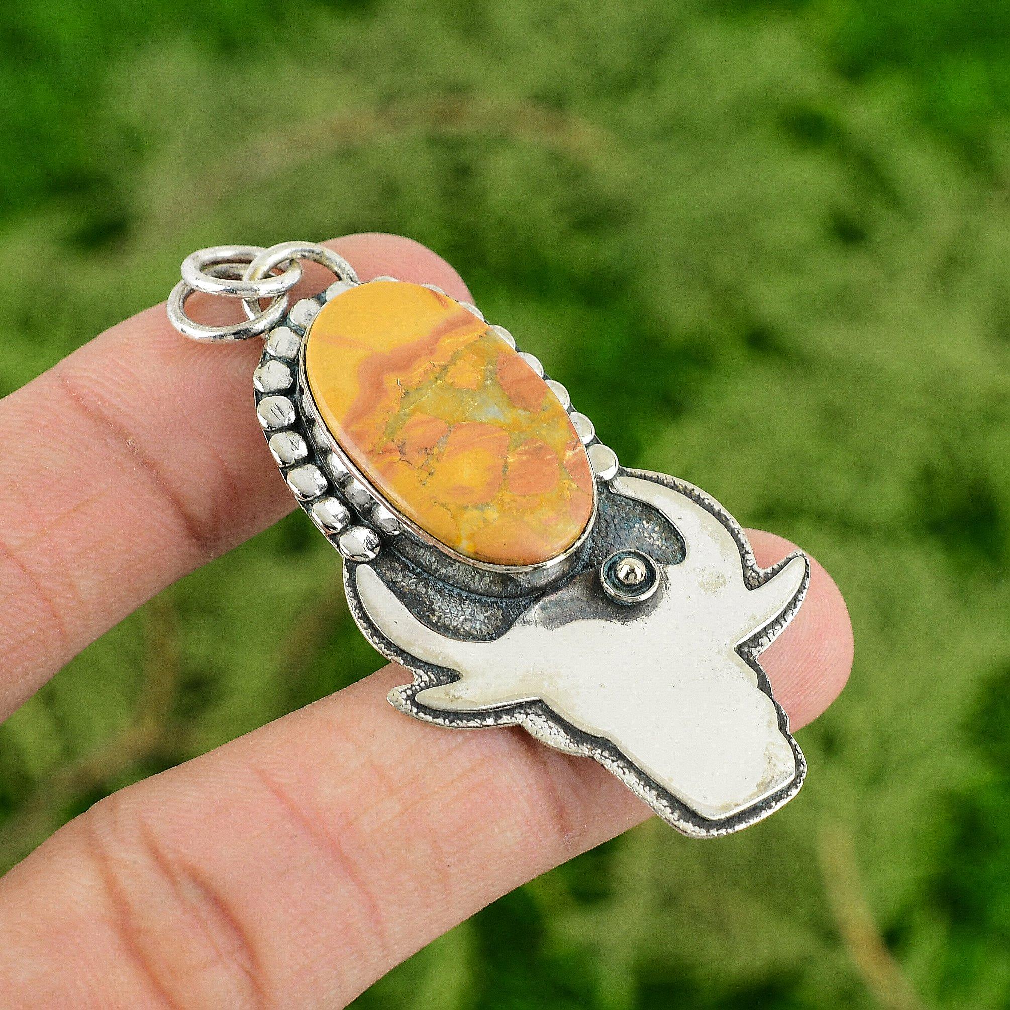 Daughters Day Sale Sterling Silver Oval Maligano Jasper Gemstone Pendant Jewelry