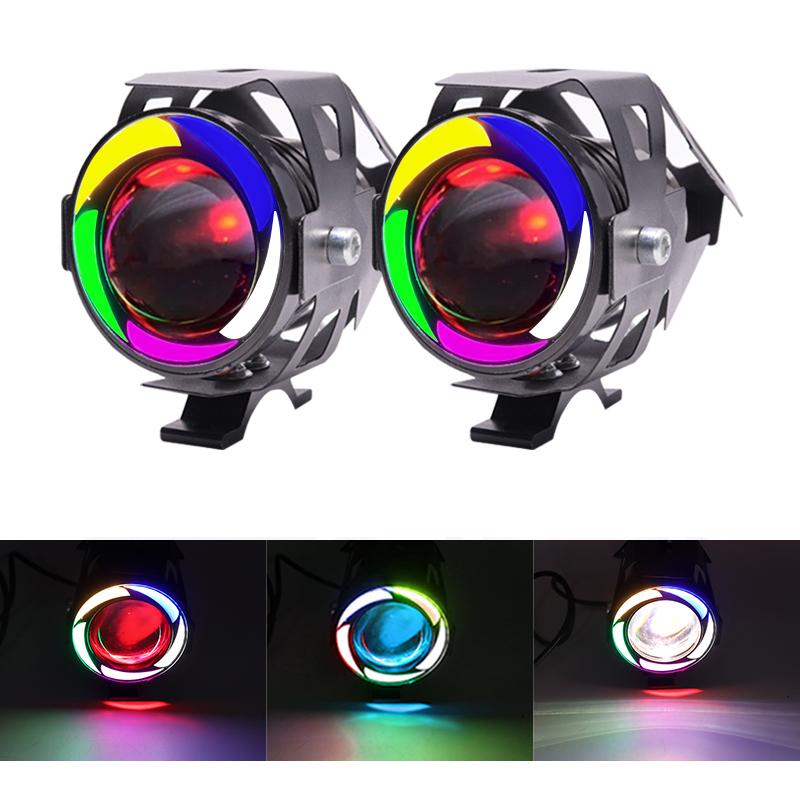 125 Вт мотоциклетные ангельские глазки 5 дюймов U7 RGB светодиодные фары DRL точечные фары