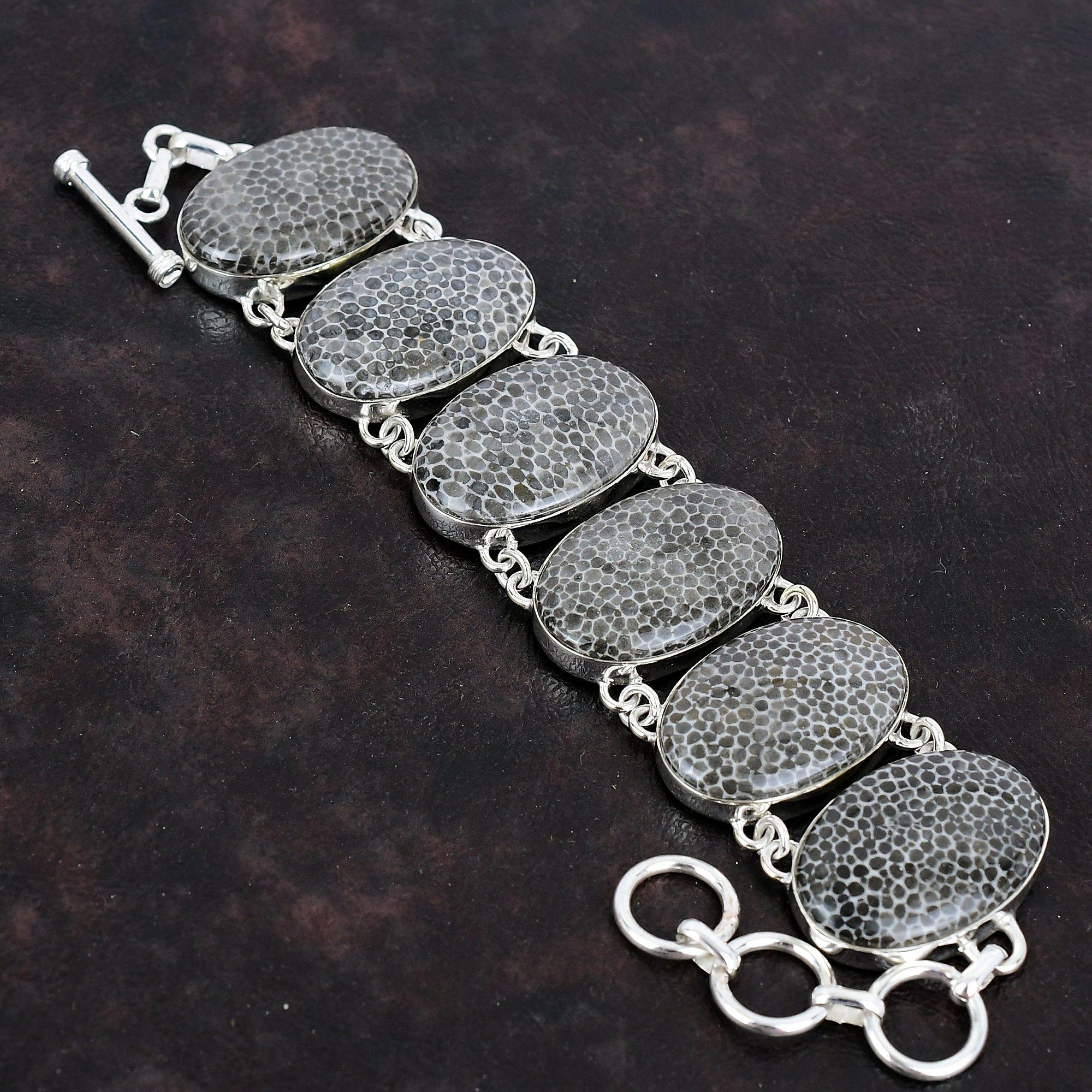 Браслет из кораллов ската, серебряный браслет 925 пробы, регулируемая цепочка, ювелирные изделия ручной работы, браслет из натуральных драгоценных камней, подарок для нее, серебряные ювелирные изделия