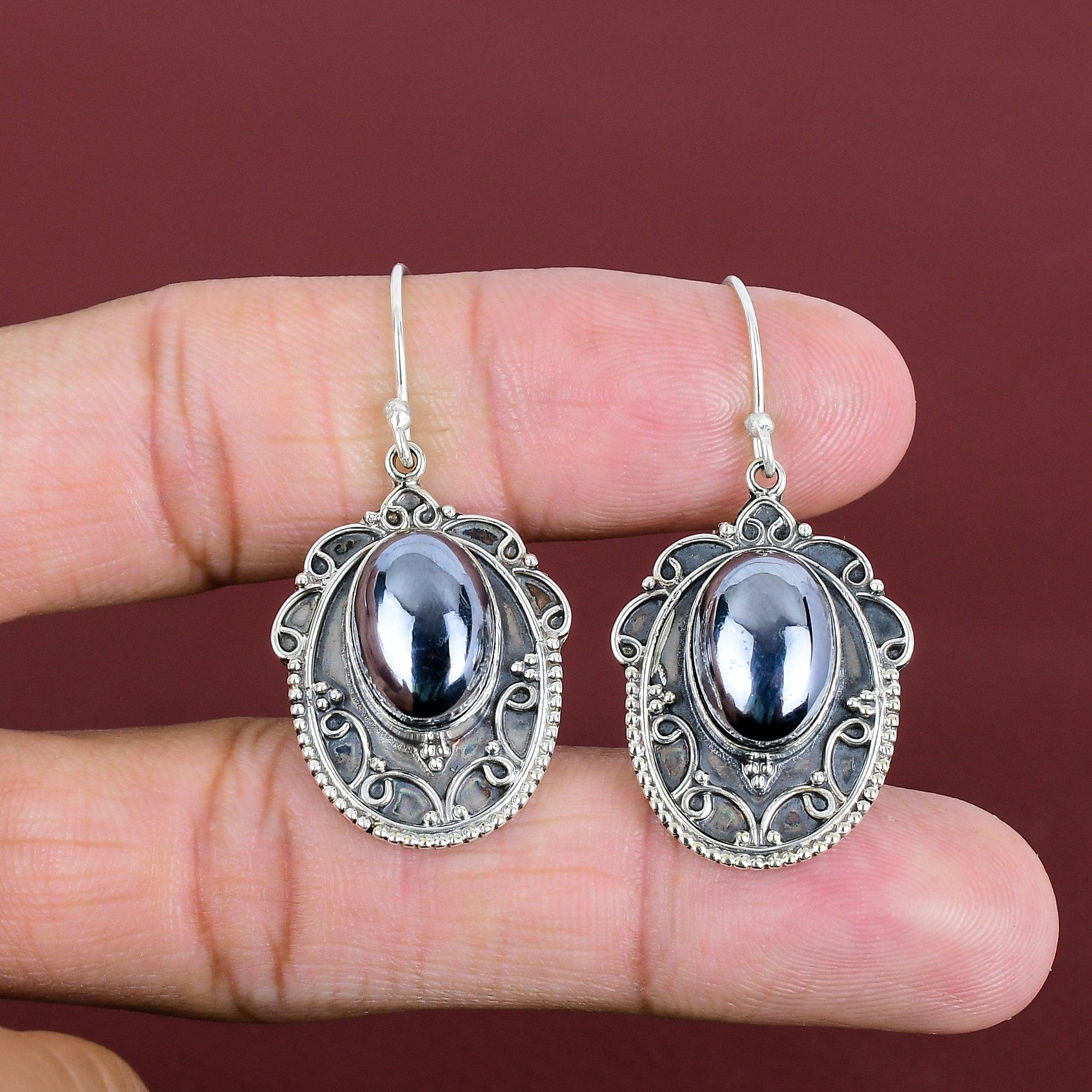 Серьги из шунгита, драгоценные камни, винтажные серьги, серьги из стерлингового серебра 925 пробы, натуральные шунгитовые украшения, серьги ручной работы, антикварные серьги для подарков