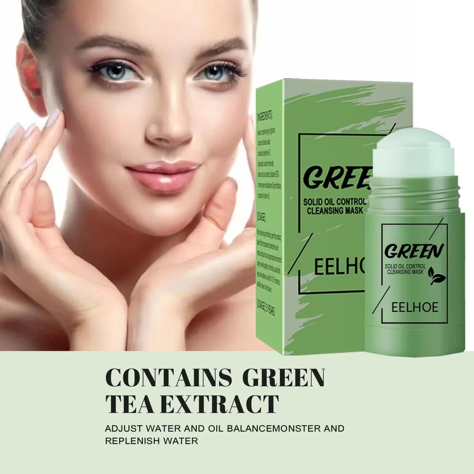 Green Tea Cleansing Solid Face Mask Stick Cleans Pores Remove Blackhead Oil Control Moisturizing Beauty Skin Care