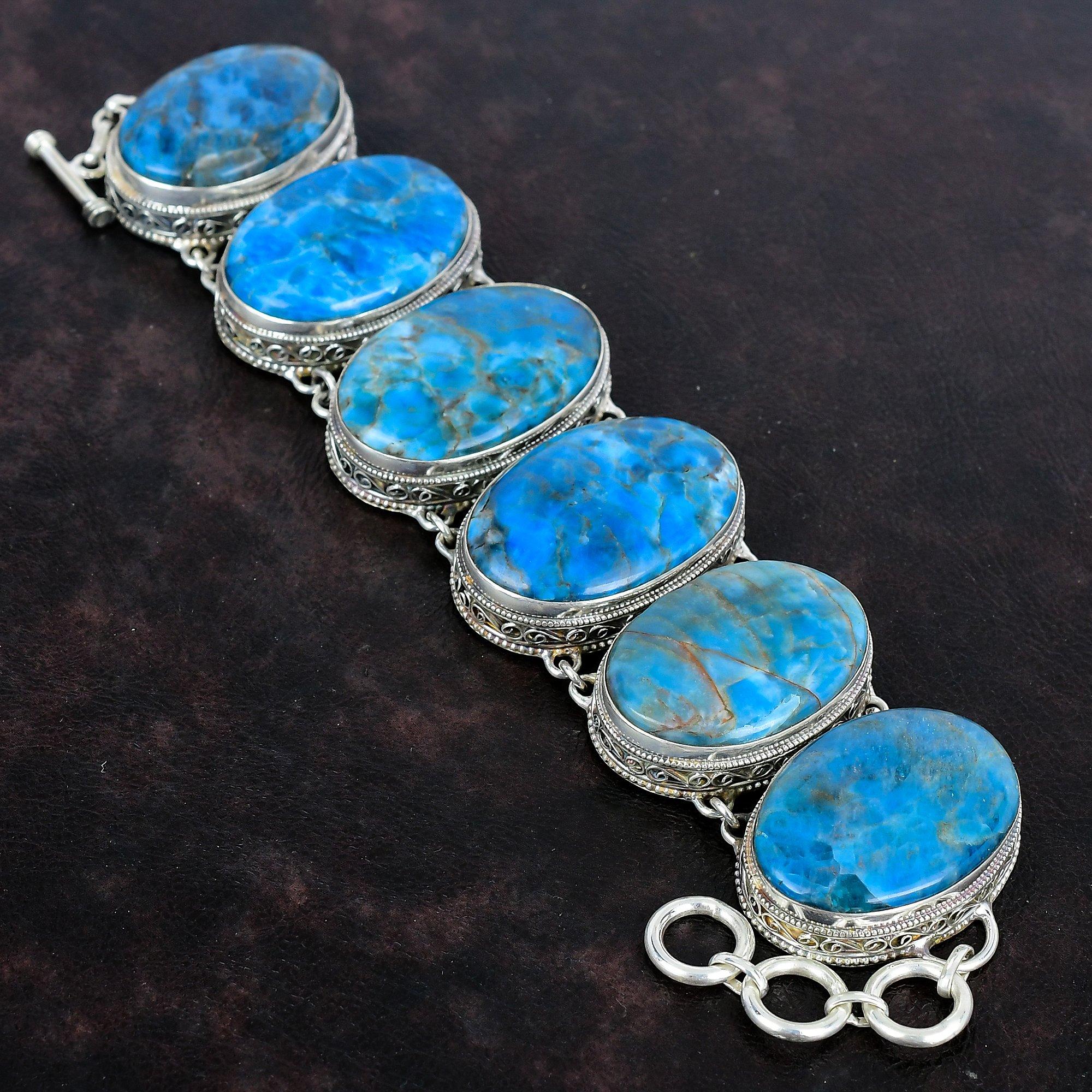 Neon Apatite Bracelet 925 Sterling Silver Bracelet Adjustable Chain Bracelet Gemstone Jewelry Handmade Bracelet Vintage Bracelet For Gifts