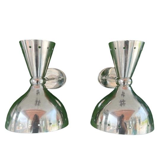 Хромированное серебряное настенное бра середины века, итальянская двойная настенная лампа для умывальника, спальни, гостиной, светодиодный настенный светильник в стиле ар-деко