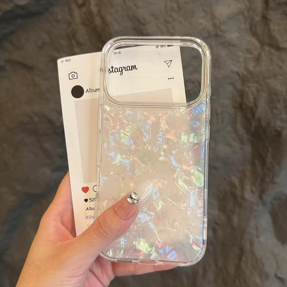 Роскошный блестящий чехол для телефона с узором 'Ракушка Мечты' Для iPhone17 Air 11 12 13 14 15 16 Pro Max Plus IMD Ударопрочный бампер Задняя крышка