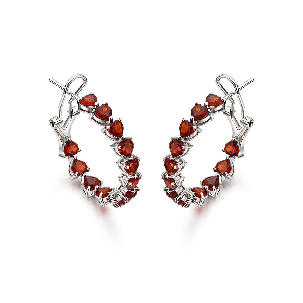 Модный вид Сердце 4 мм Серебряные серьги-кольца натуральный гранат небесно-голубой топаз романтические украшения подарок серебро 925 пробы для женщин