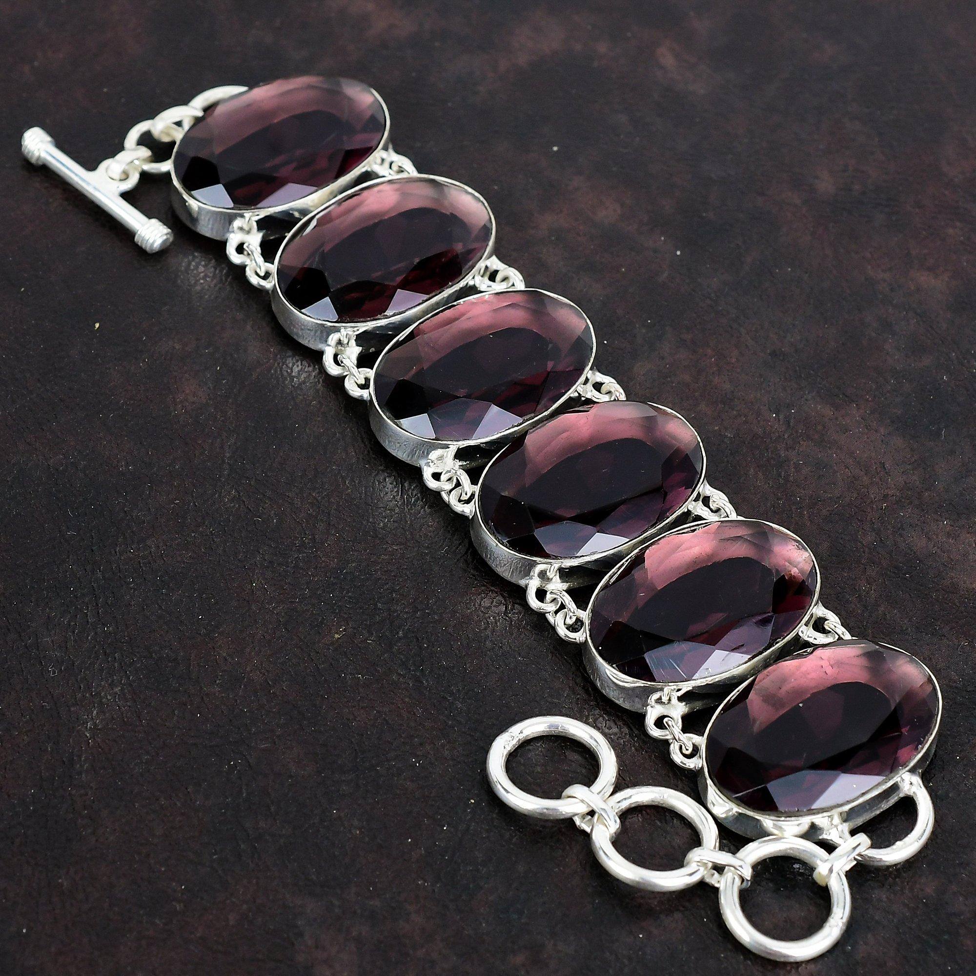 Браслет из розового аметиста с гранями, ручная работа, уникальные ювелирные изделия, браслет из натурального драгоценного камня, регулируемый браслет из стерлингового серебра 925 пробы, подарки для нее