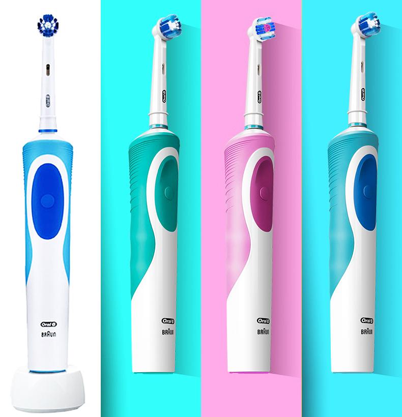 Oral B Dual Clean Electric Toothbrush Rotation Vibration Type Rechargeable Oral B Tooth Brush with 4 Brush Heads