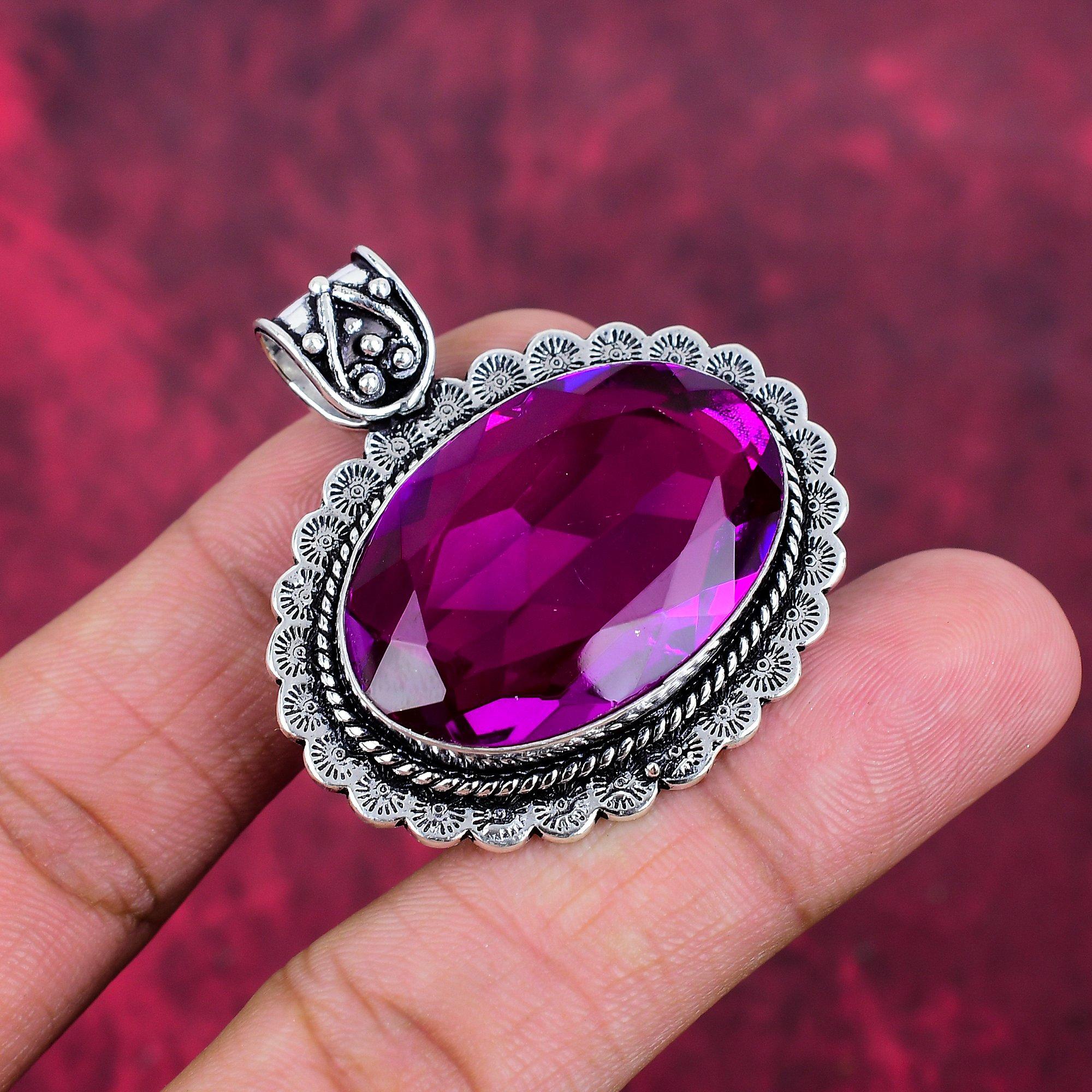 Подвеска из стерлингового серебра 925 пробы с розовым аметистом, ювелирное украшение из драгоценных камней ручной работы, на День памяти