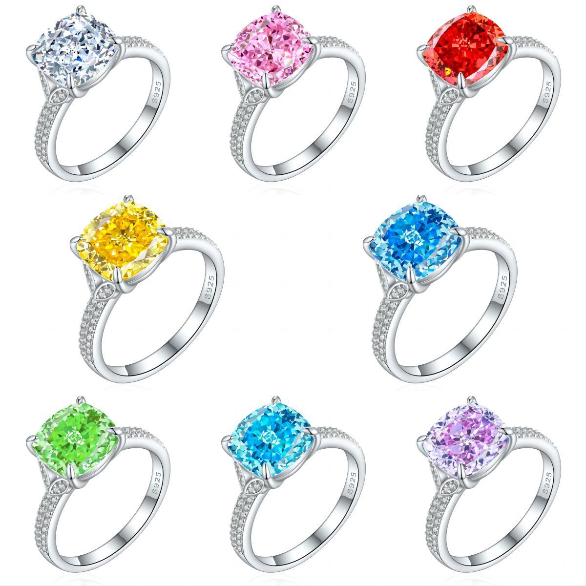 Full Circle Of Water Drop-Shaped Zircon Necklace Women'S Fashion Ruby Pendant Necklace Simple And Versatile S925 Silver Necklace