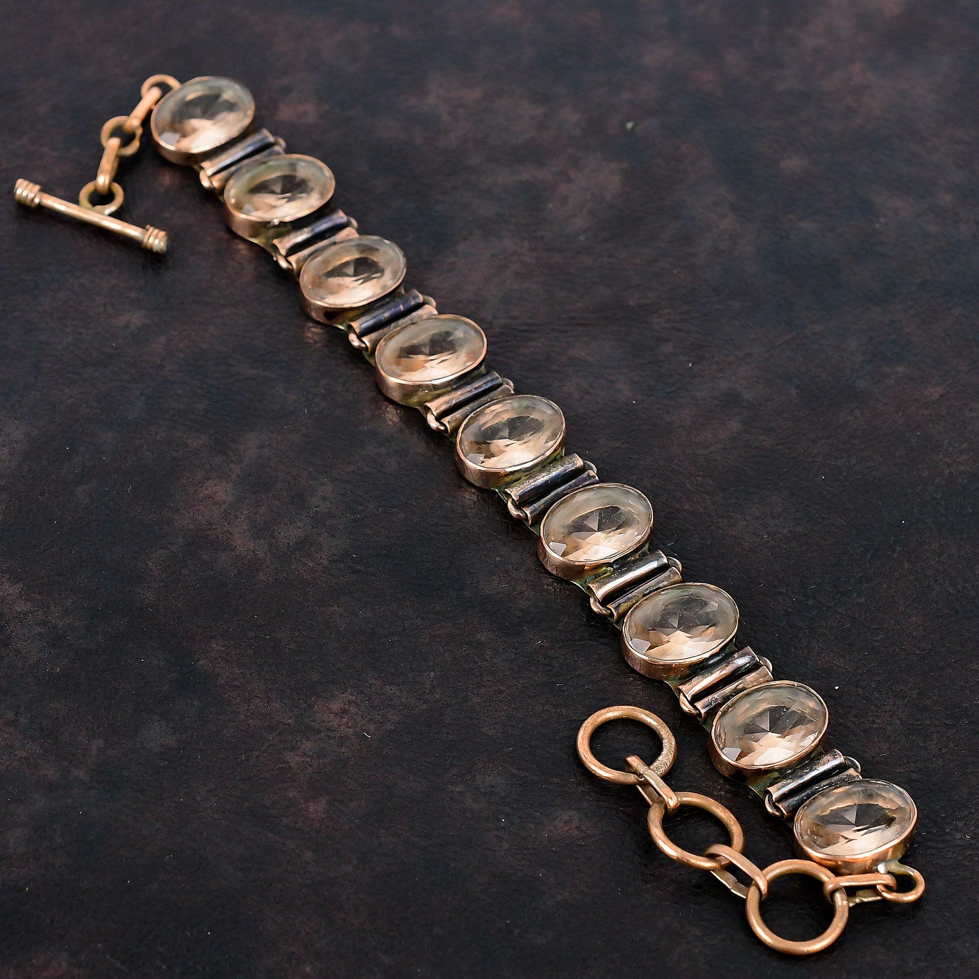 Граненый морганит браслет медный браслет регулируемый браслет-цепочка элегантные украшения браслет с драгоценным камнем медные украшения ручной работы подарки для нее