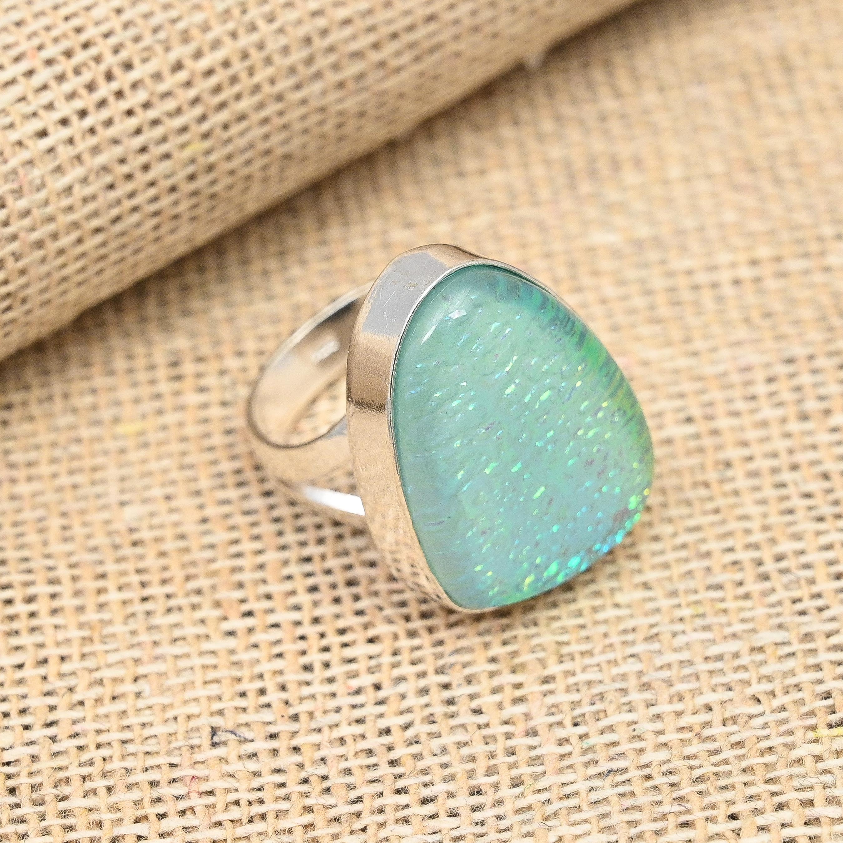 Ювелирные изделия из твердого серебра 925 пробы с синим австралийским тройным опалом и драгоценным камнем ручной работы