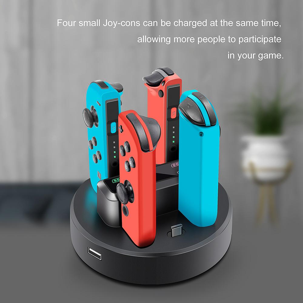 VAORLO Подставка для зарядного устройства 4 в 1 для док-станции Switch Joycon, зарядная станция со светодиодным индикатором, совместимая с игровыми аксессуарами Nintendo Switch
