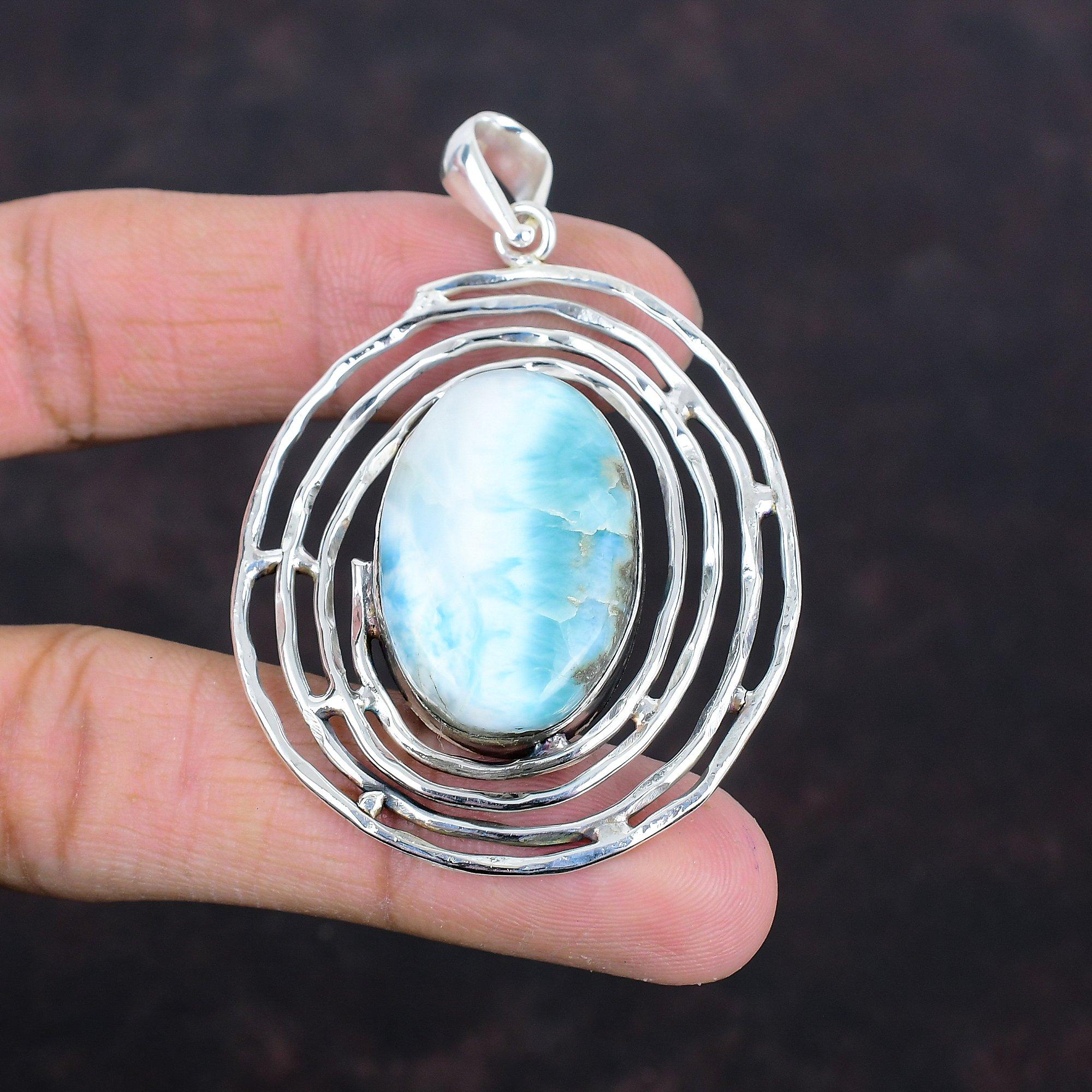 Подвеска с ларимаром, подвеска ручной работы, ювелирные изделия из драгоценных камней, серебряная подвеска 925 пробы, ювелирные изделия из натурального ларимара, уникальный стиль, подвеска, подарки для матери