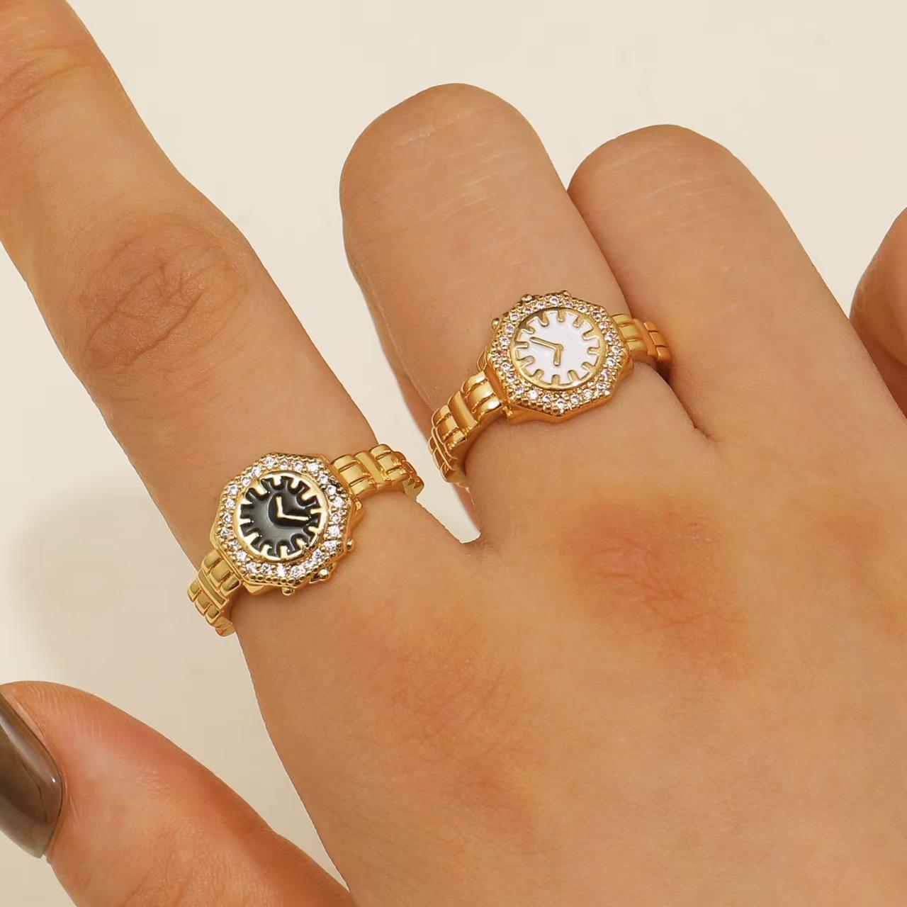 Personality Niche Premium Feel Gilding Golden Watch Opening Ring