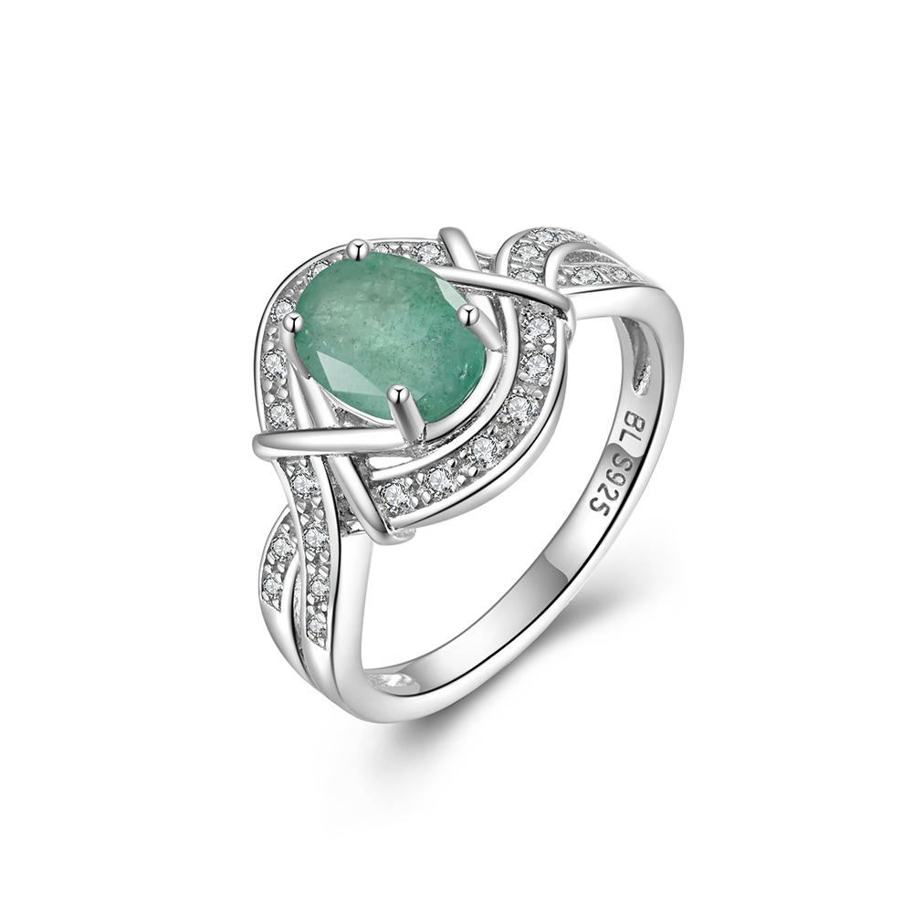 Bolaijewelry Легкое роскошное драгоценное кольцо с натуральным зеленым изумрудом из стерлингового серебра 925 пробы стильный женский подарок на годовщину и день рождения