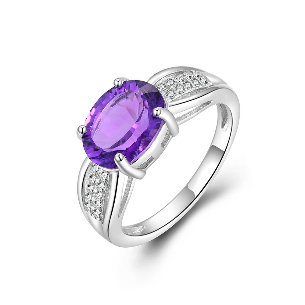Bolaijewelry Великолепный дизайн натурального африканского аметиста драгоценного камня Кольцо из стерлингового серебра 925 пробы для женщин, элегантные ювелирные изделия