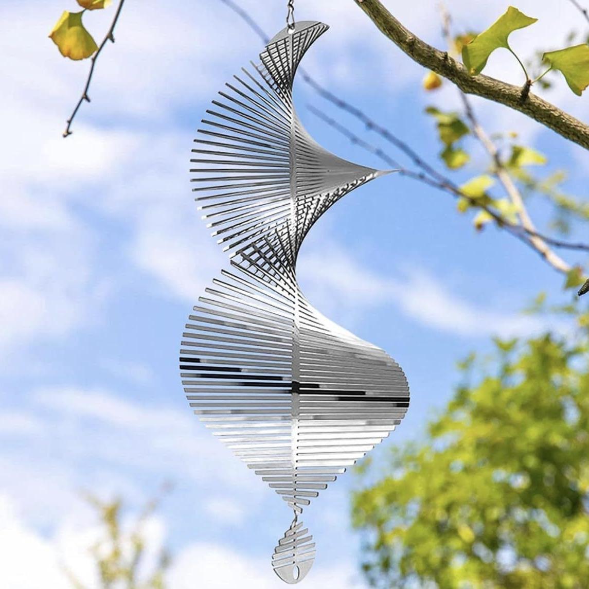 Creative Metal Spiral Wind Spinner - Silent 3D Tornado Wind Chimes - Outdoor Garden & House Decoration Bird Scare