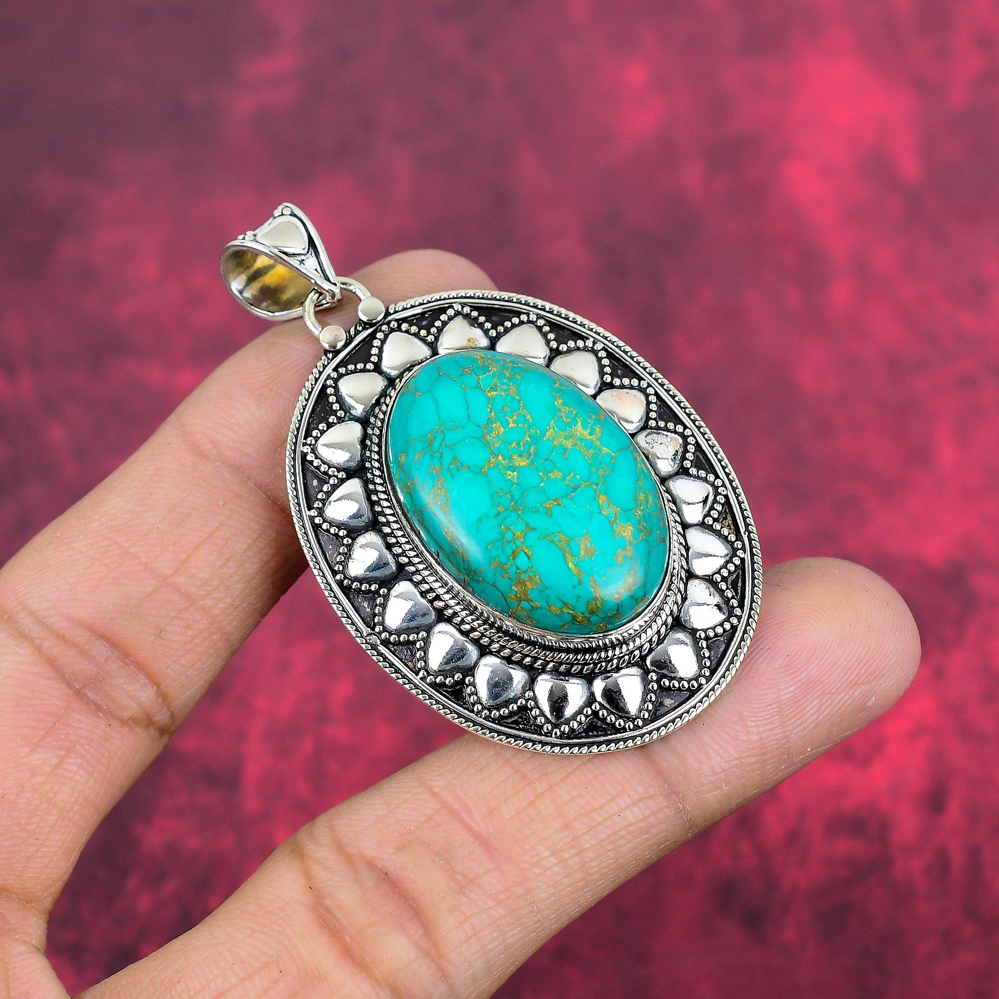 Подвеска с бирюзовым камнем Аризоны, 925 пробы, серебряная подвеска, антикварное украшение ручной работы в подарок маме