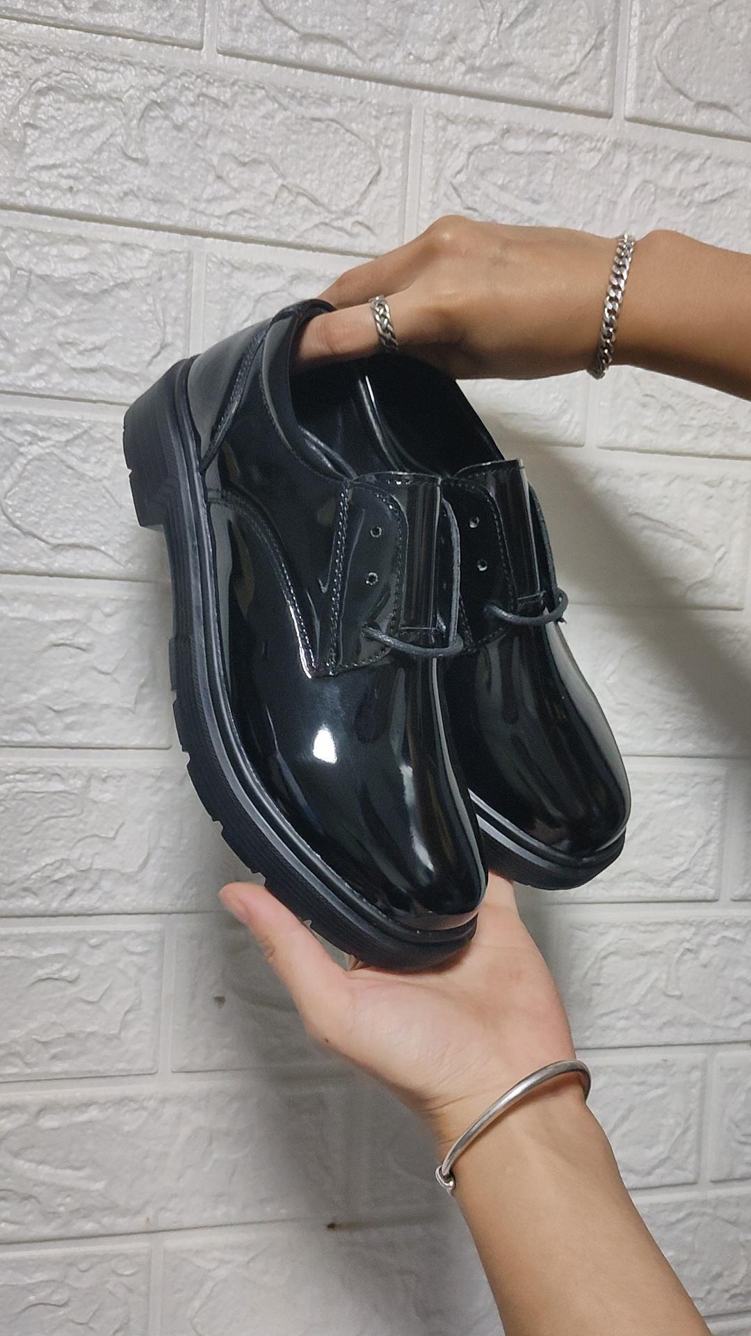 Spring British Style Student Girl Leather Shoes Full Black Office Business Lace Up Women Oxford