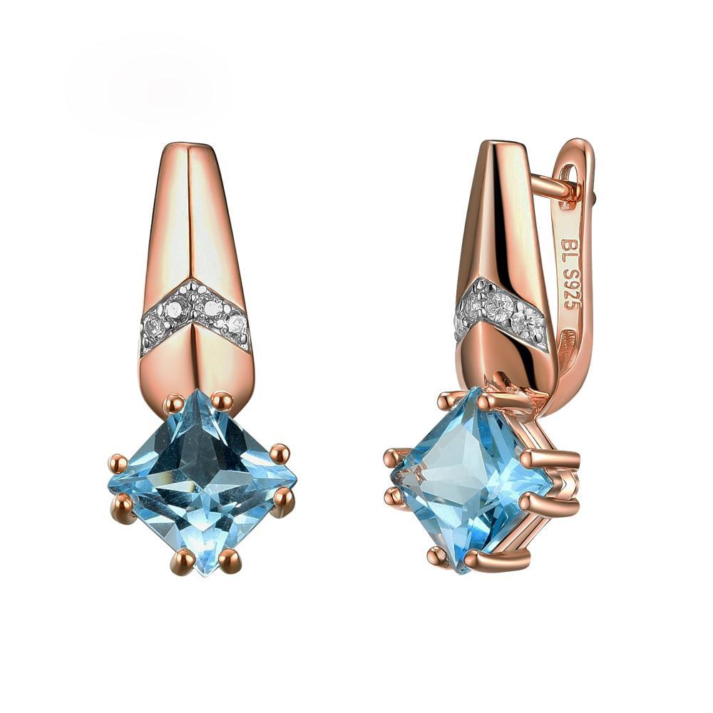 Bolaijewelry Простой дизайн, квадратные серьги с натуральным небесно-голубым топазом диаметром 7,0 мм, серьги из стерлингового серебра 925 пробы, изысканные ювелирные украшения для женщин