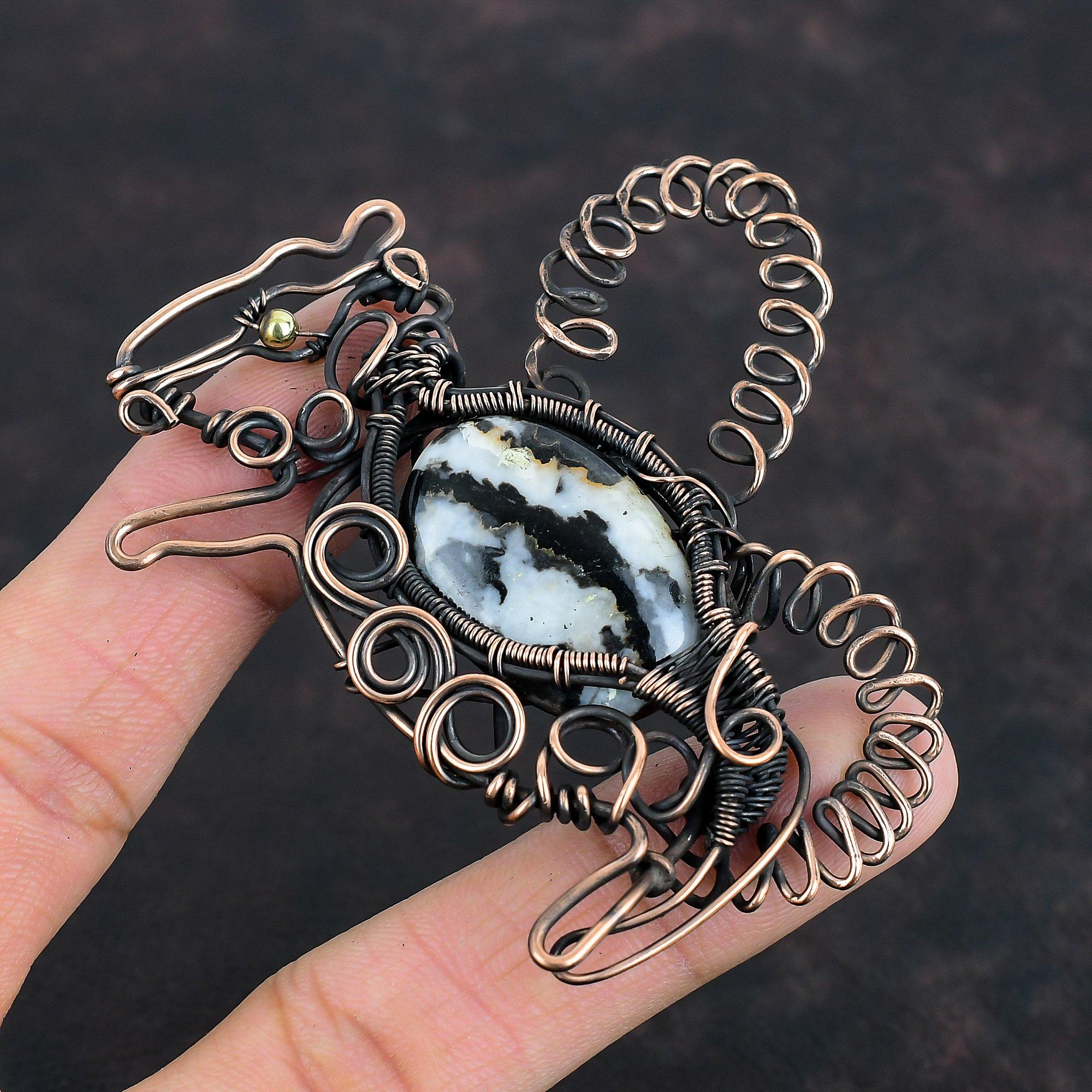 Белый бирюзовый кулон Buffalo, обернутый медной проволокой, кулон ручной работы в виде кролика, медные украшения, оригинальный кулон с драгоценными камнями, подарки для нее