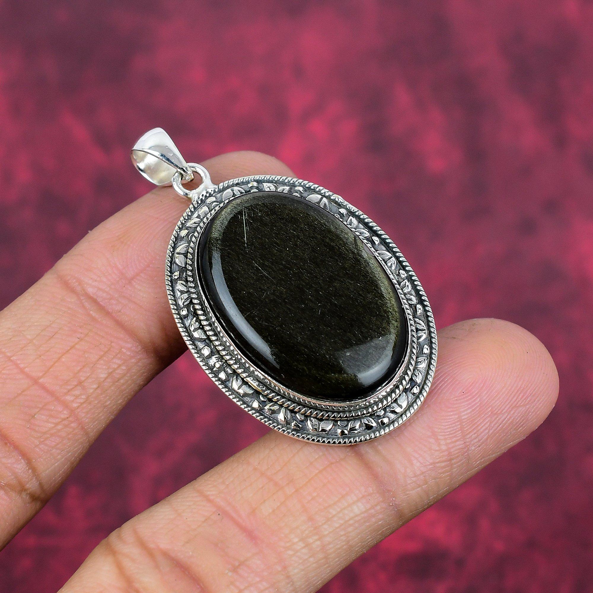 Серебряный кулон Silversheen Obsidian 925 пробы, ювелирные изделия с подвеской из драгоценных камней ручной работы, подарки для жены, абсолютно новый кулон