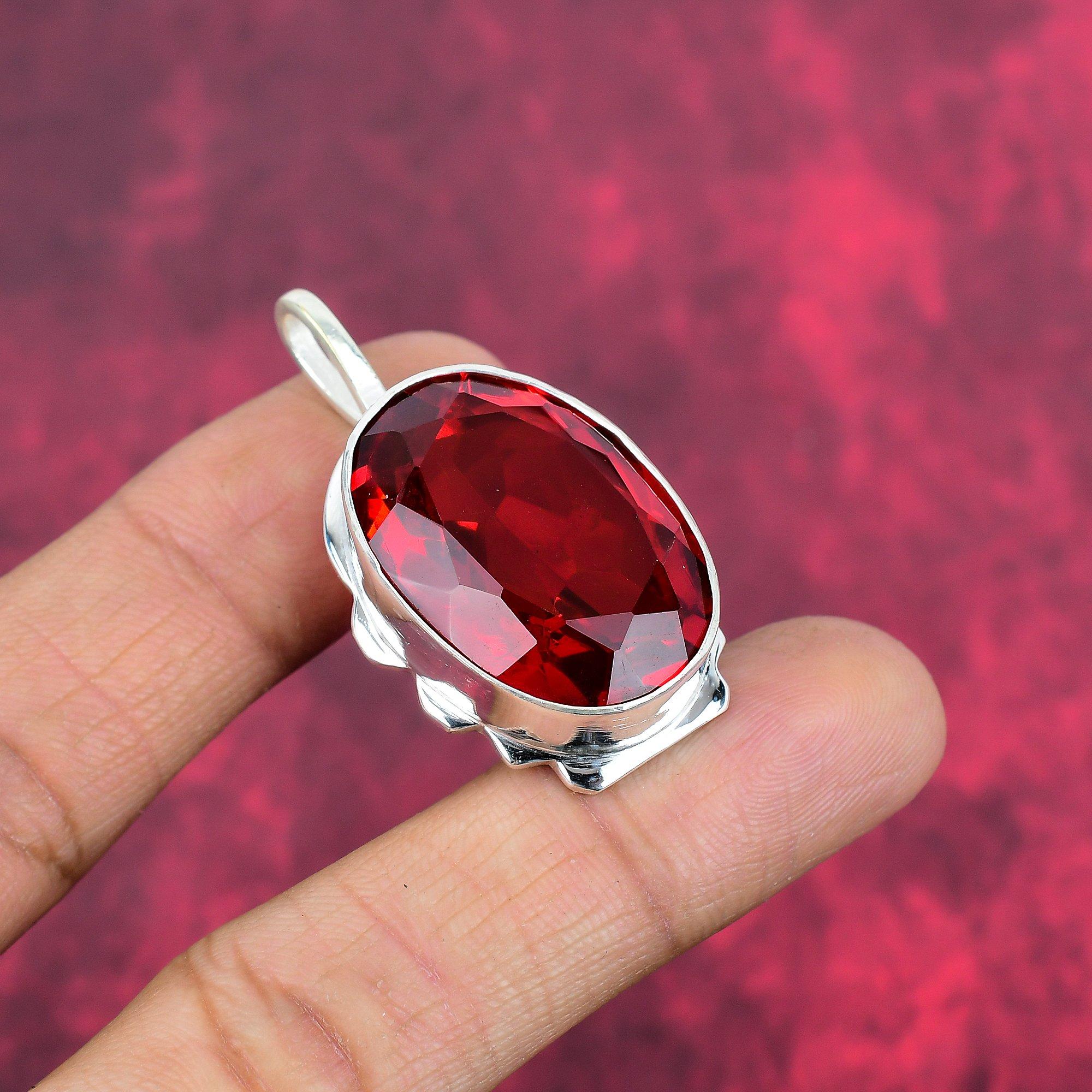 Подвеска из цельного серебра 925 пробы с гранатом, подвеска из драгоценного камня ручной работы, подарок жене, абсолютно новый кулон