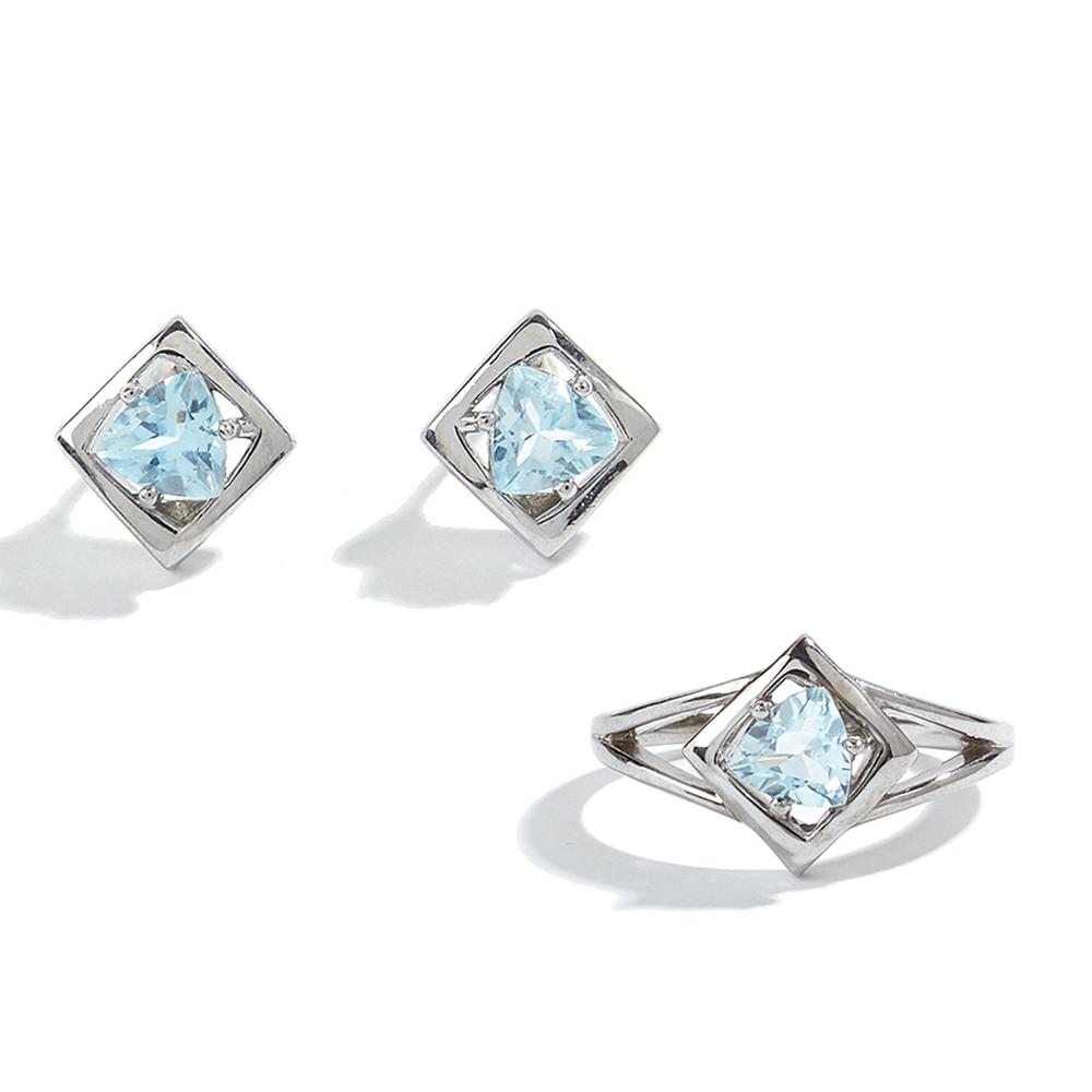 Привлекательные серебряные серьги и кольца для девочек, натуральный небесно-голубой топаз, ноябрьский камень, ювелирные изделия, подарок на день рождения