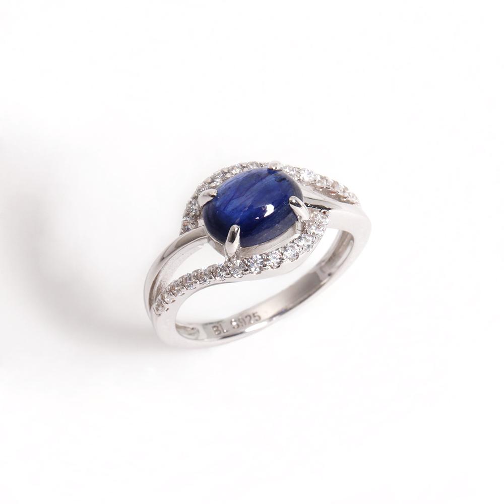 Элегантный и благородный сентябрьский камень-природный синий сапфир серебряное кольцо для женщин ювелирные украшения для банкета и свадьбы