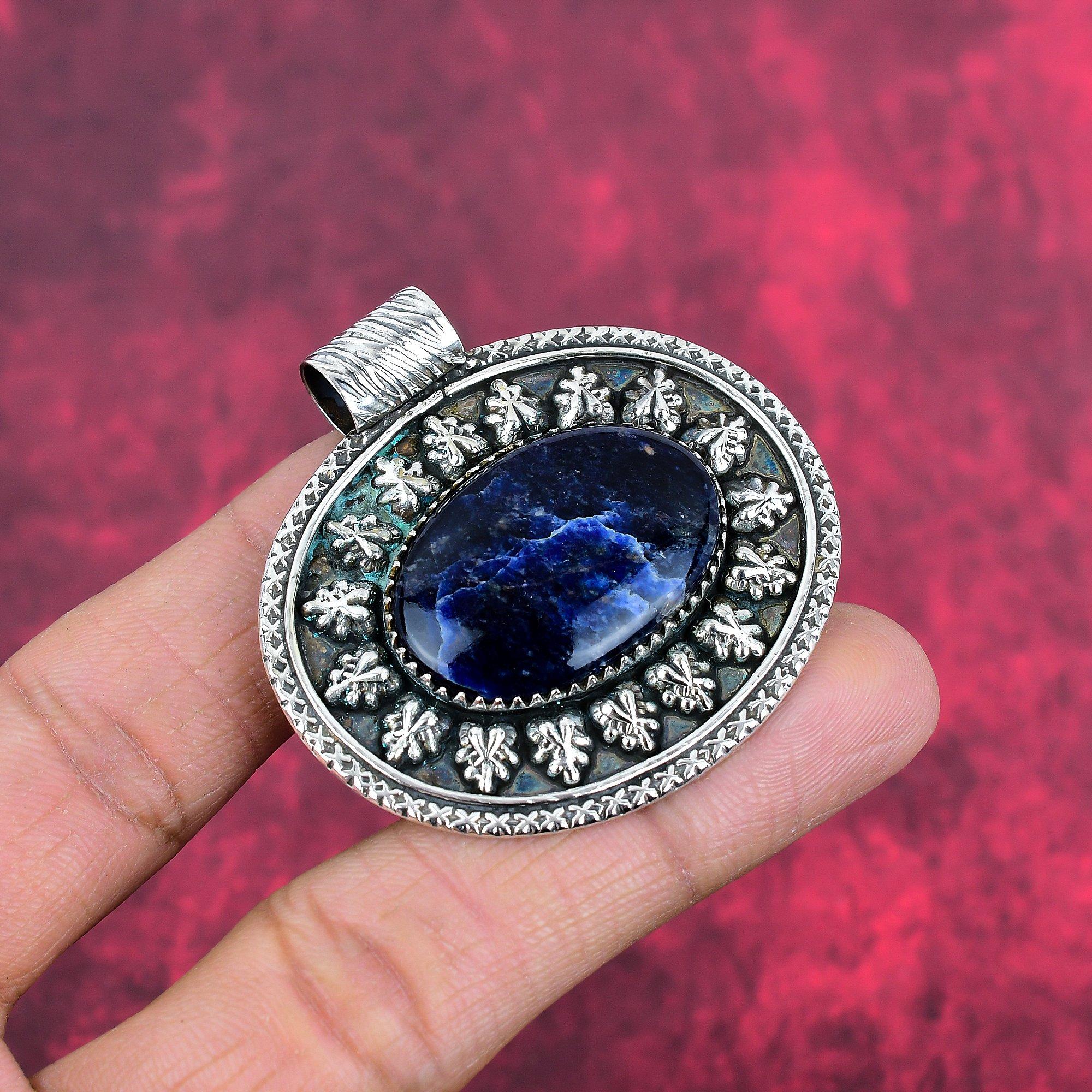 Подвеска с содалитом, драгоценный камень, 925 пробы, серебряное ювелирное украшение, ручная работа, подвеска с камнем по дате рождения, подарок для него