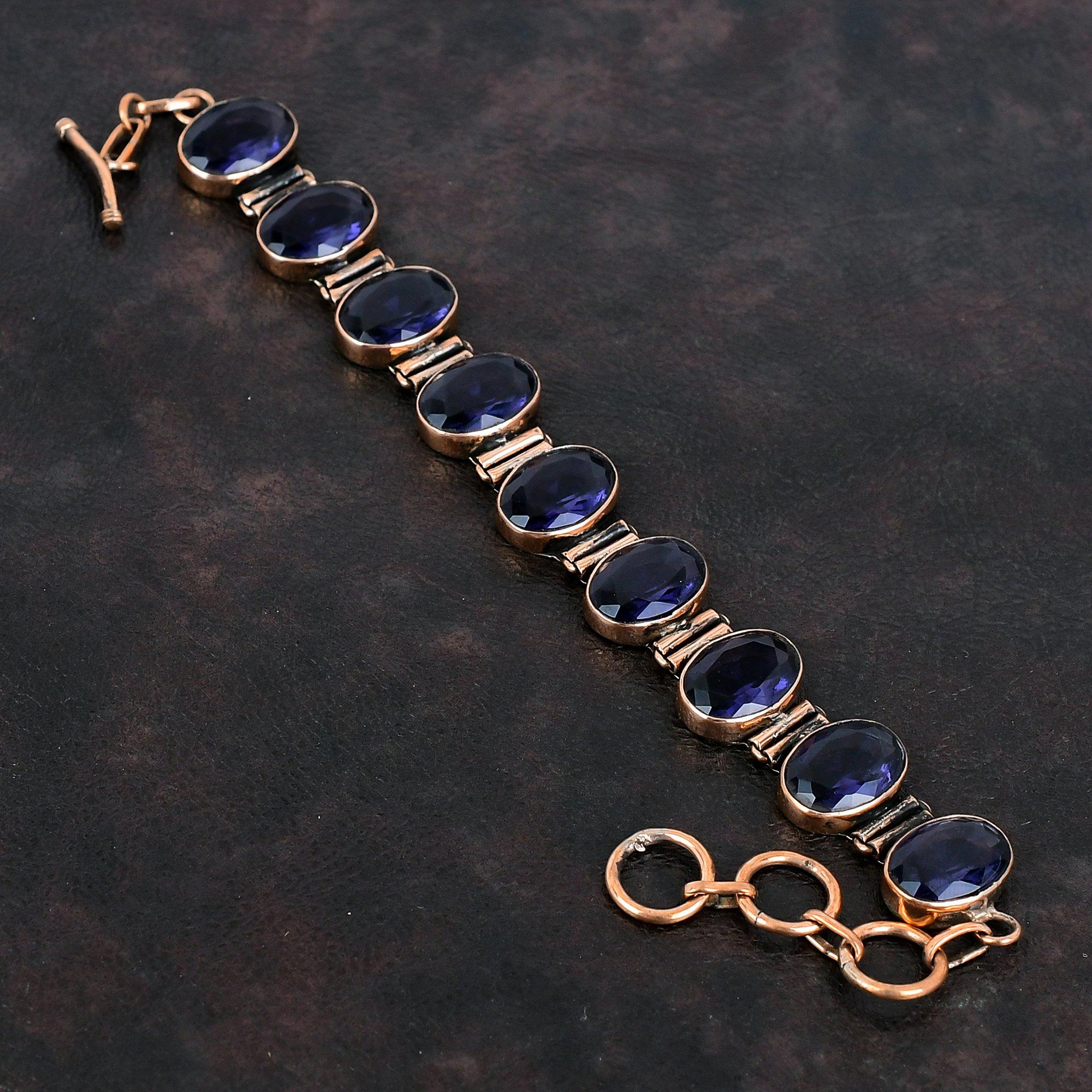 Граненый браслет из африканского аметиста, медный браслет, браслет с регулируемой цепочкой, браслет ручной работы из натуральных драгоценных камней, медные украшения, подарки для матери